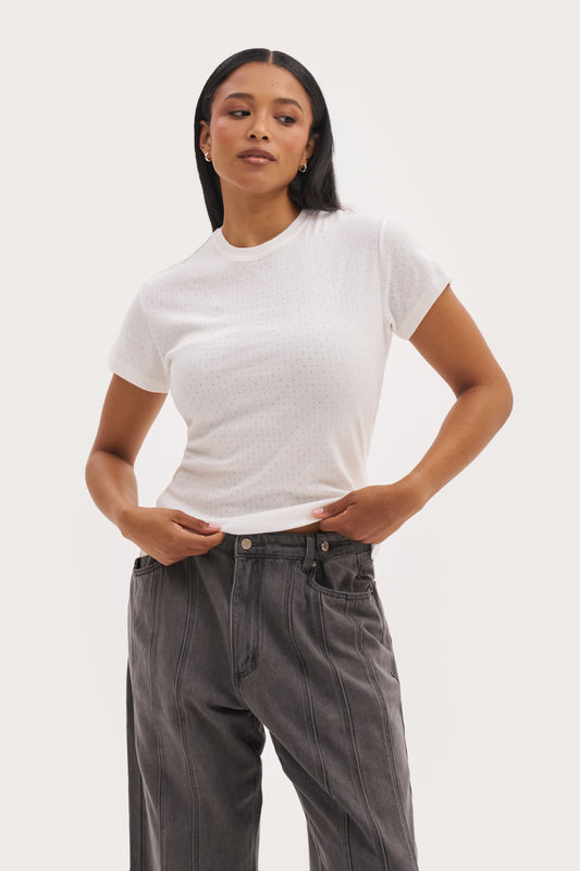 Dreamer Pointelle Tee - Off White