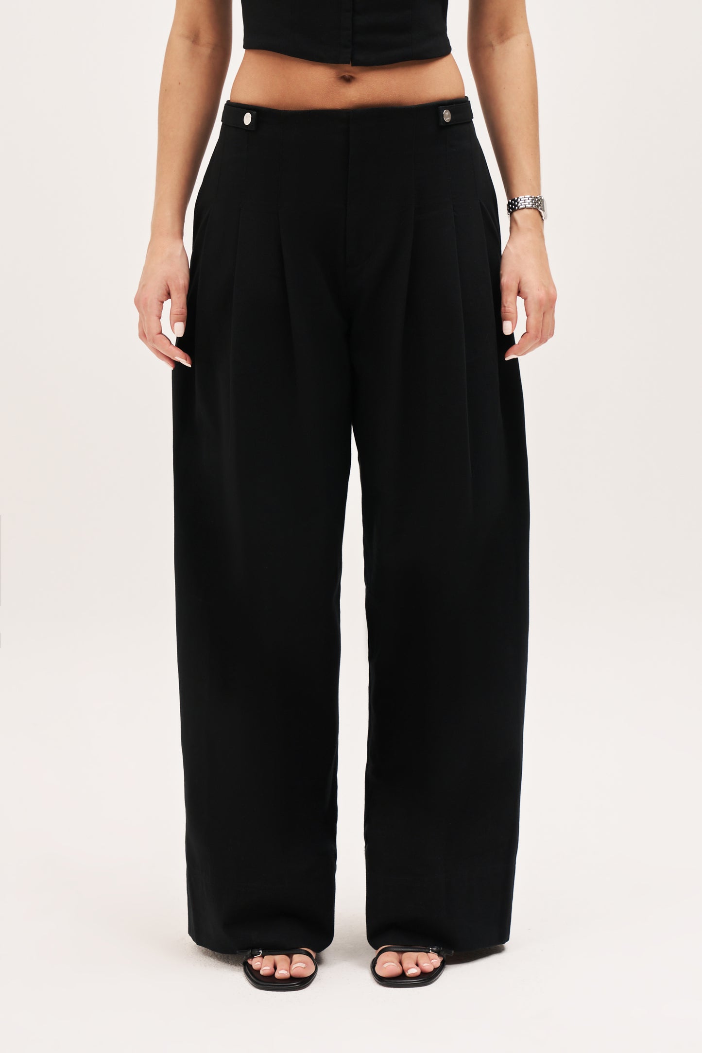 Dress Down Pleated Trousers - Black