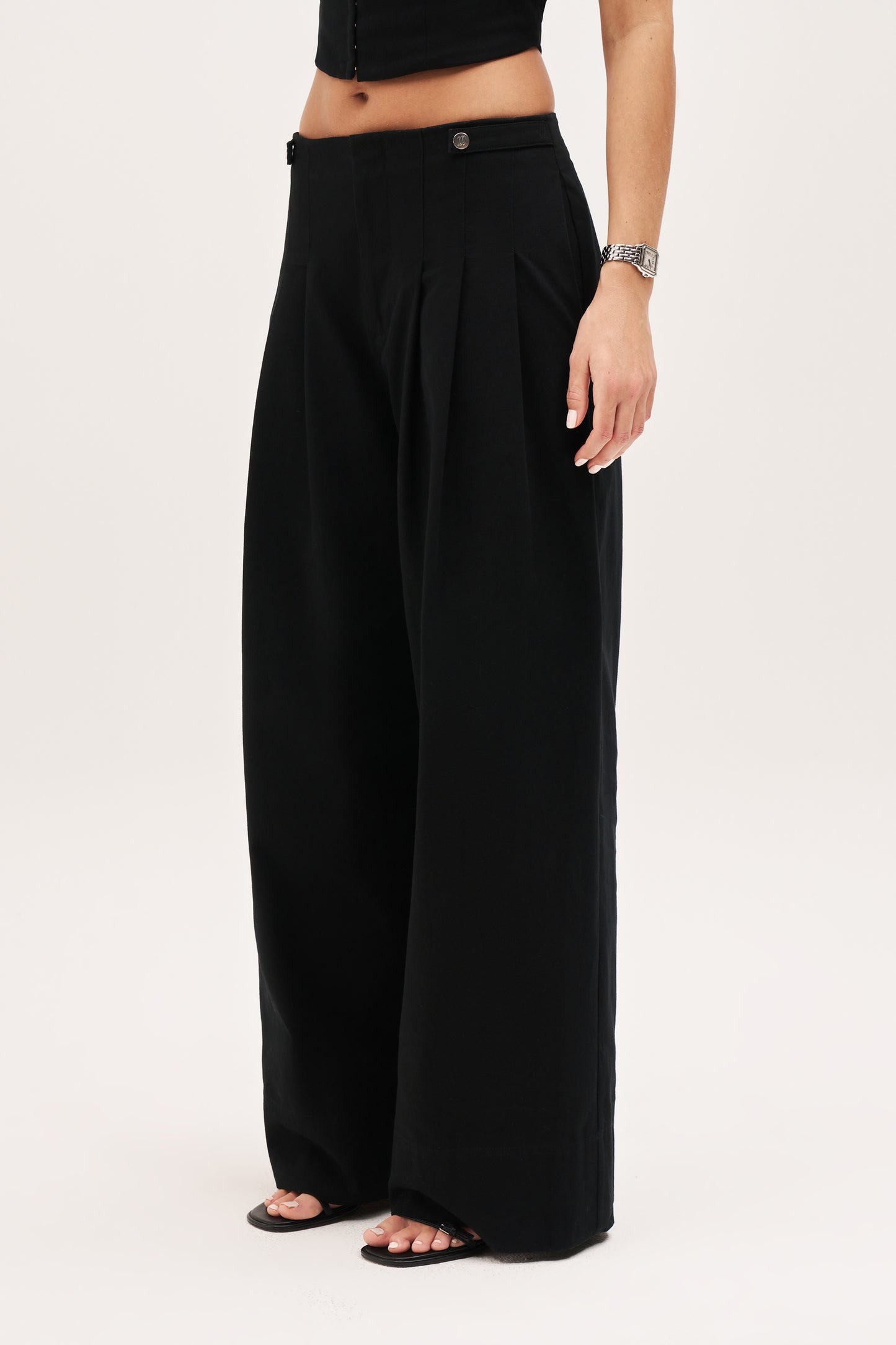 Dress Down Pleated Trousers - Black