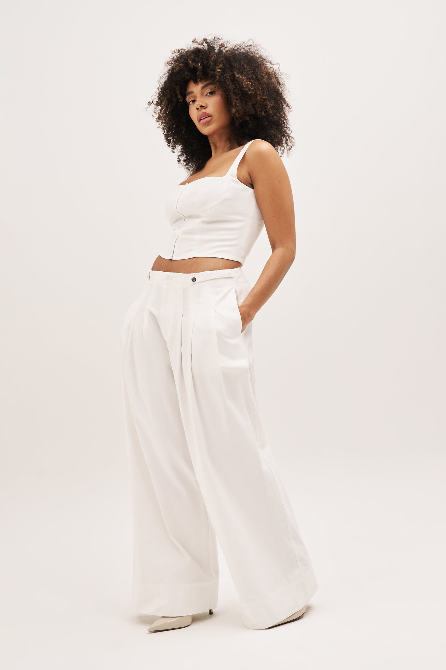 Dress Down Pleated Trousers - White