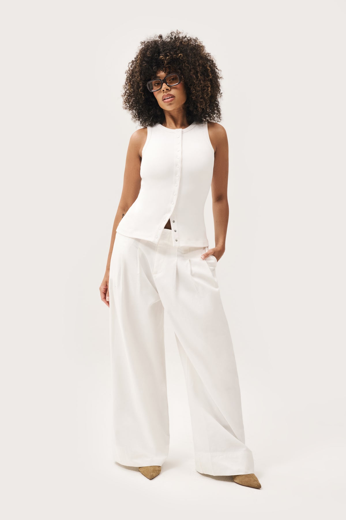 Contour Popper Top - Off White