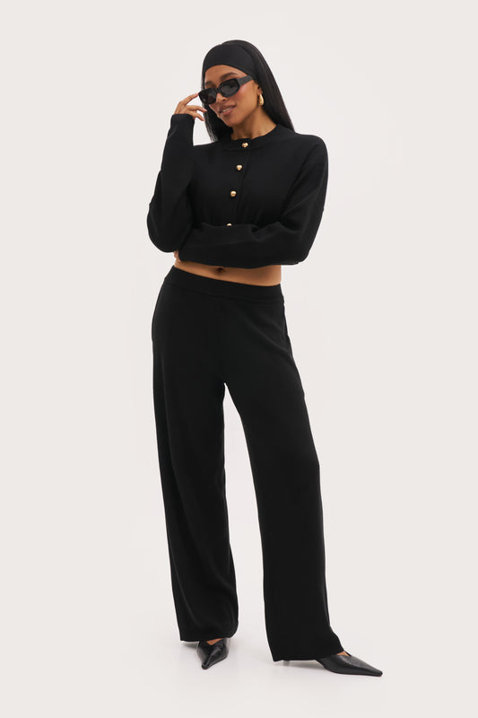 Cosy Cropped Cardigan - Black