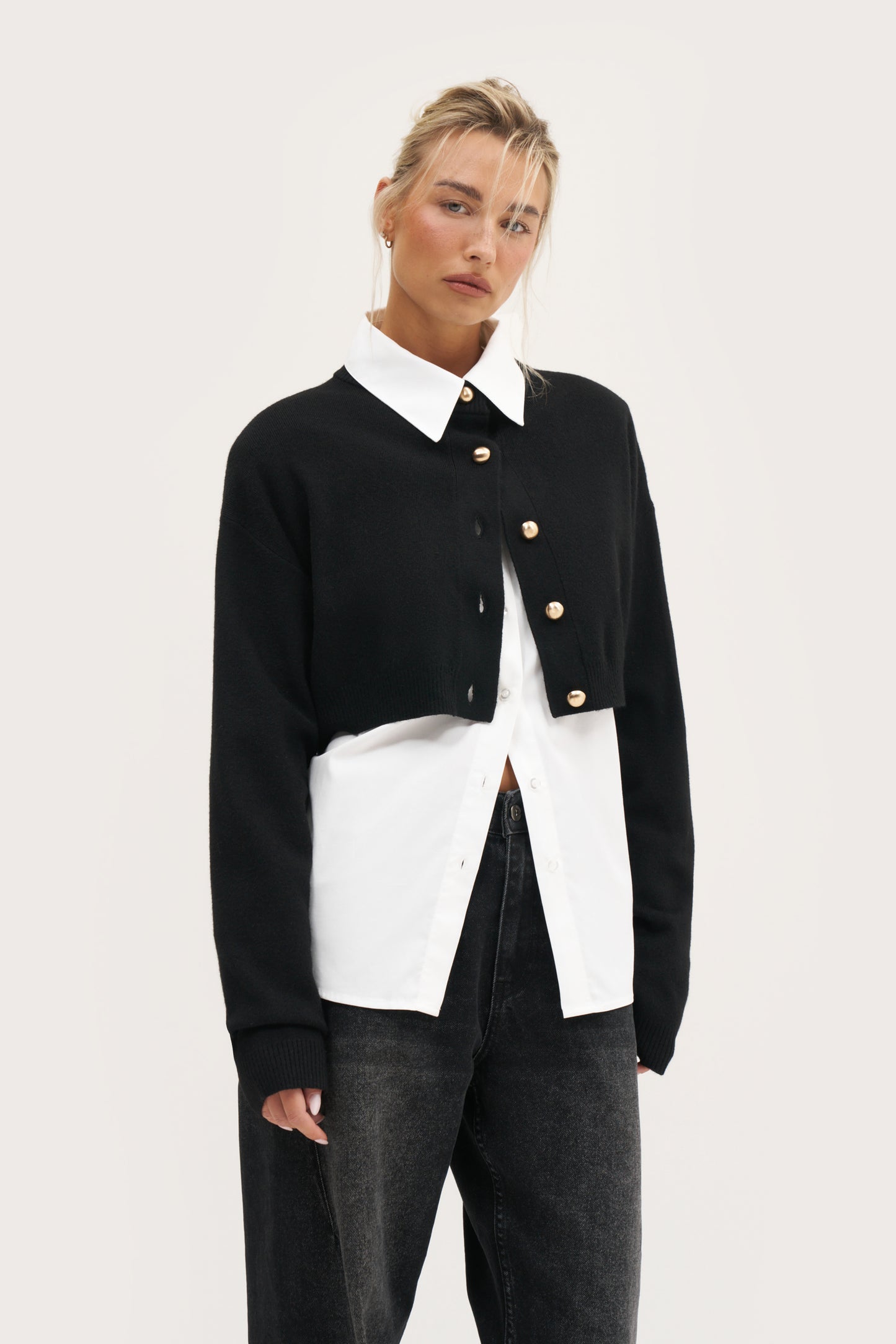 Cosy Cropped Cardigan - Black