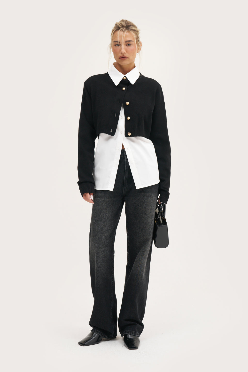 Cosy Cropped Cardigan - Black