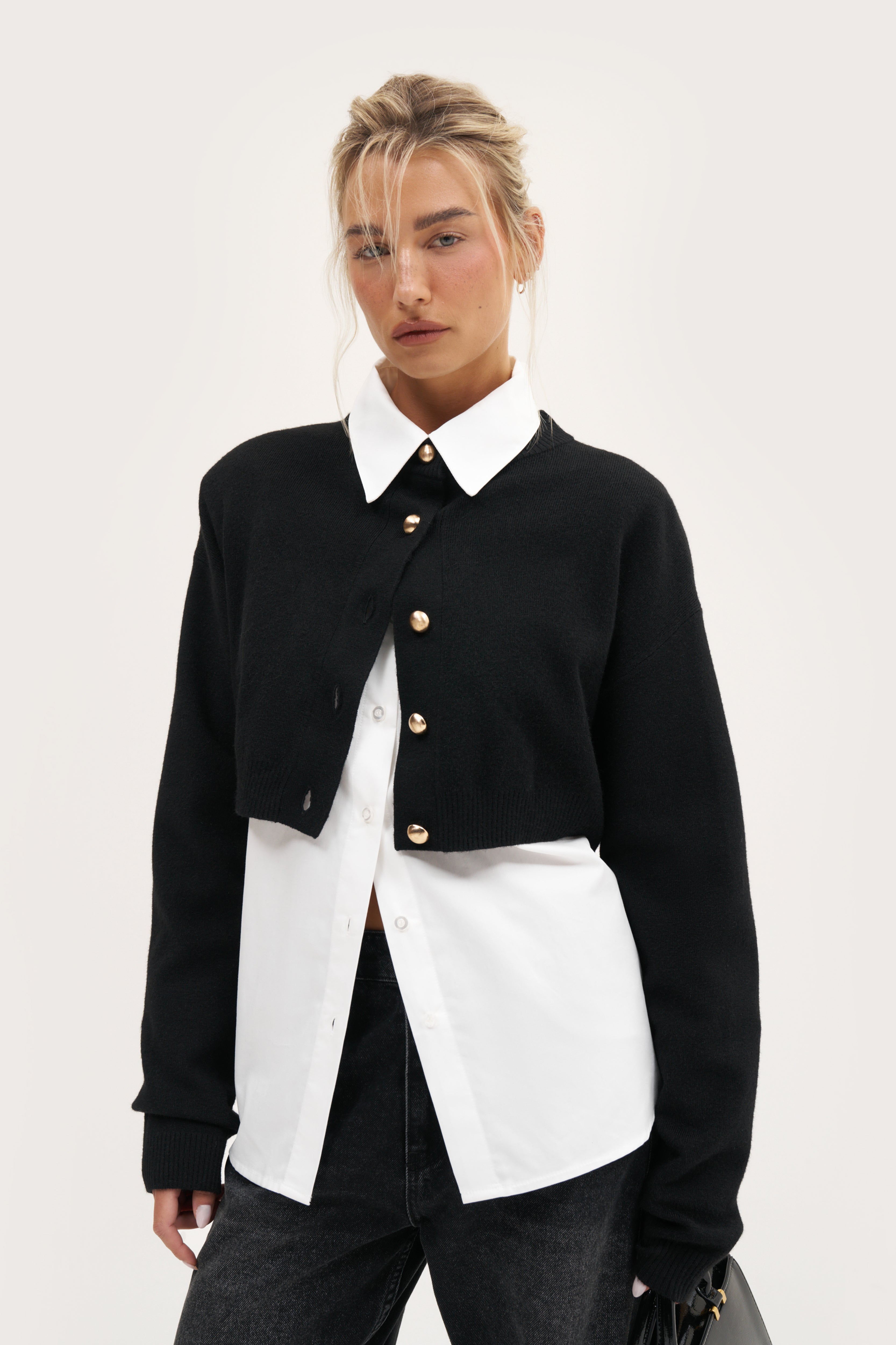 Cosy Cropped Cardigan - Black