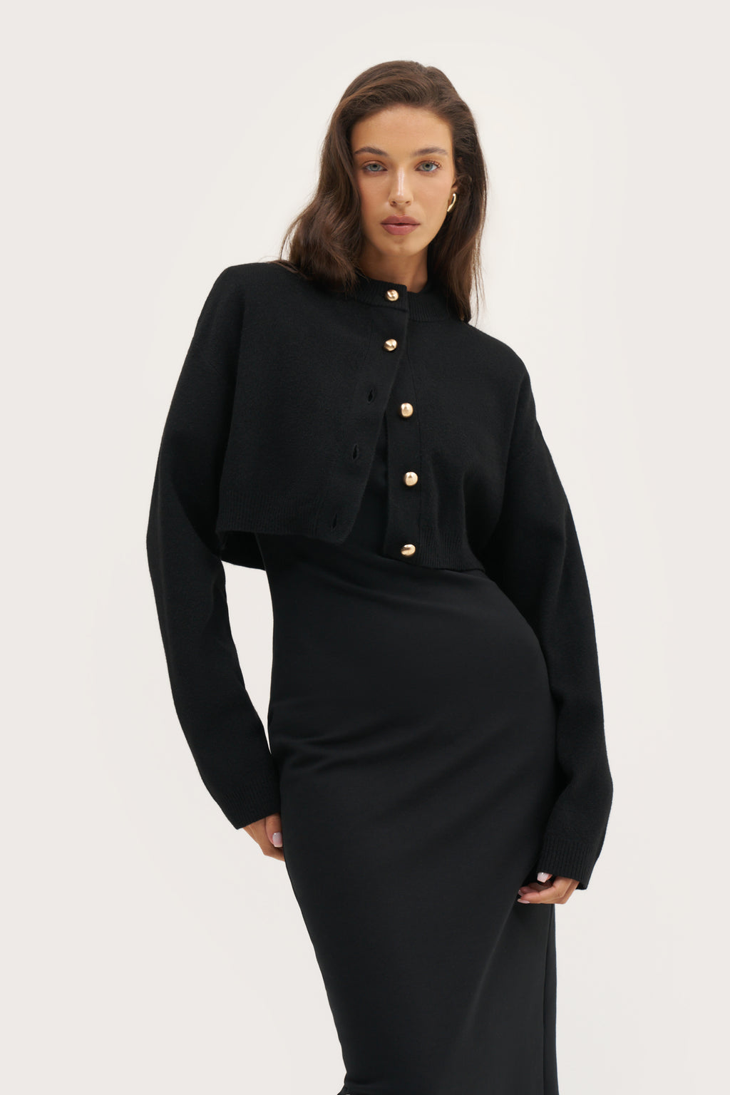 Cosy Cropped Cardigan - Black