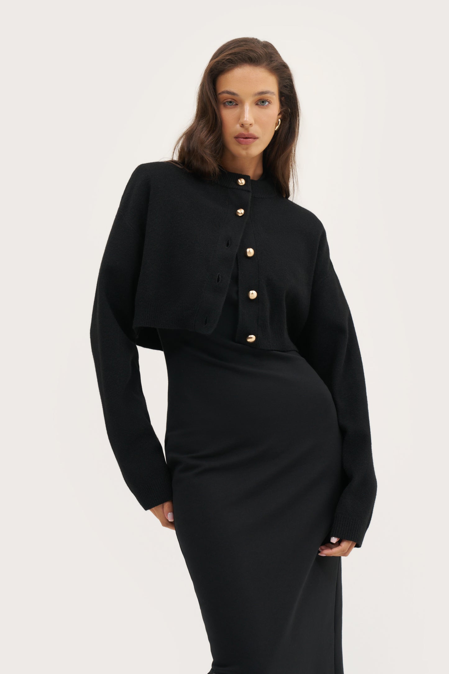 Cosy Cropped Cardigan - Black