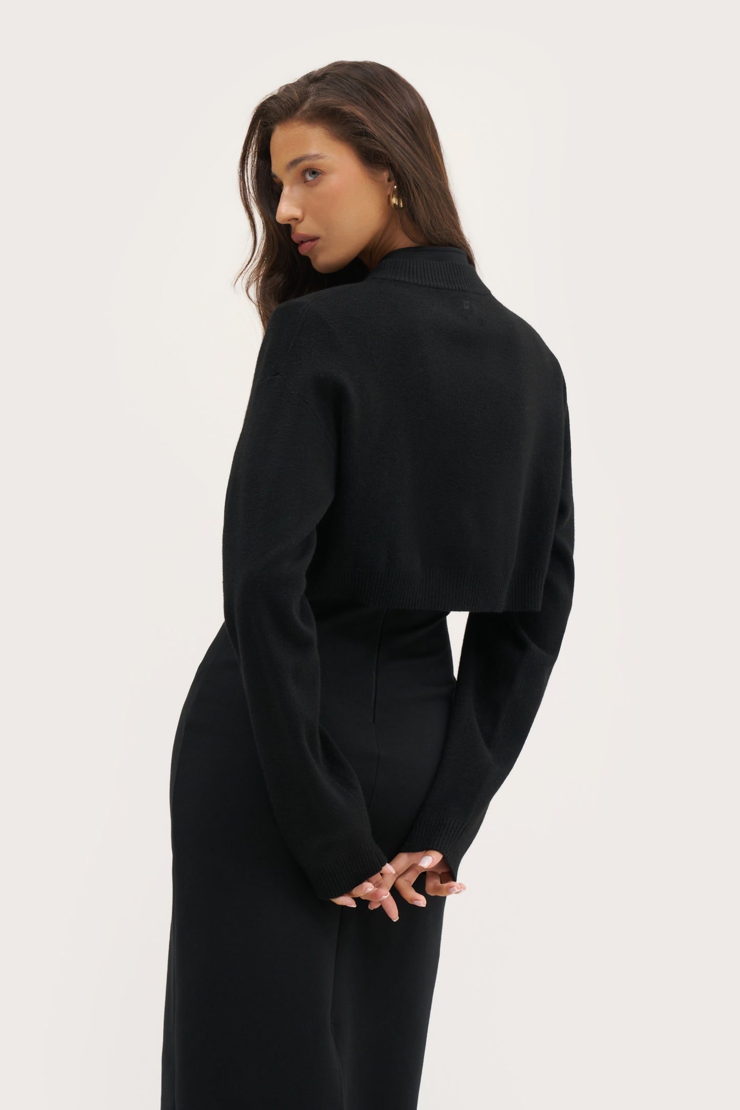 Cosy Cropped Cardigan - Black