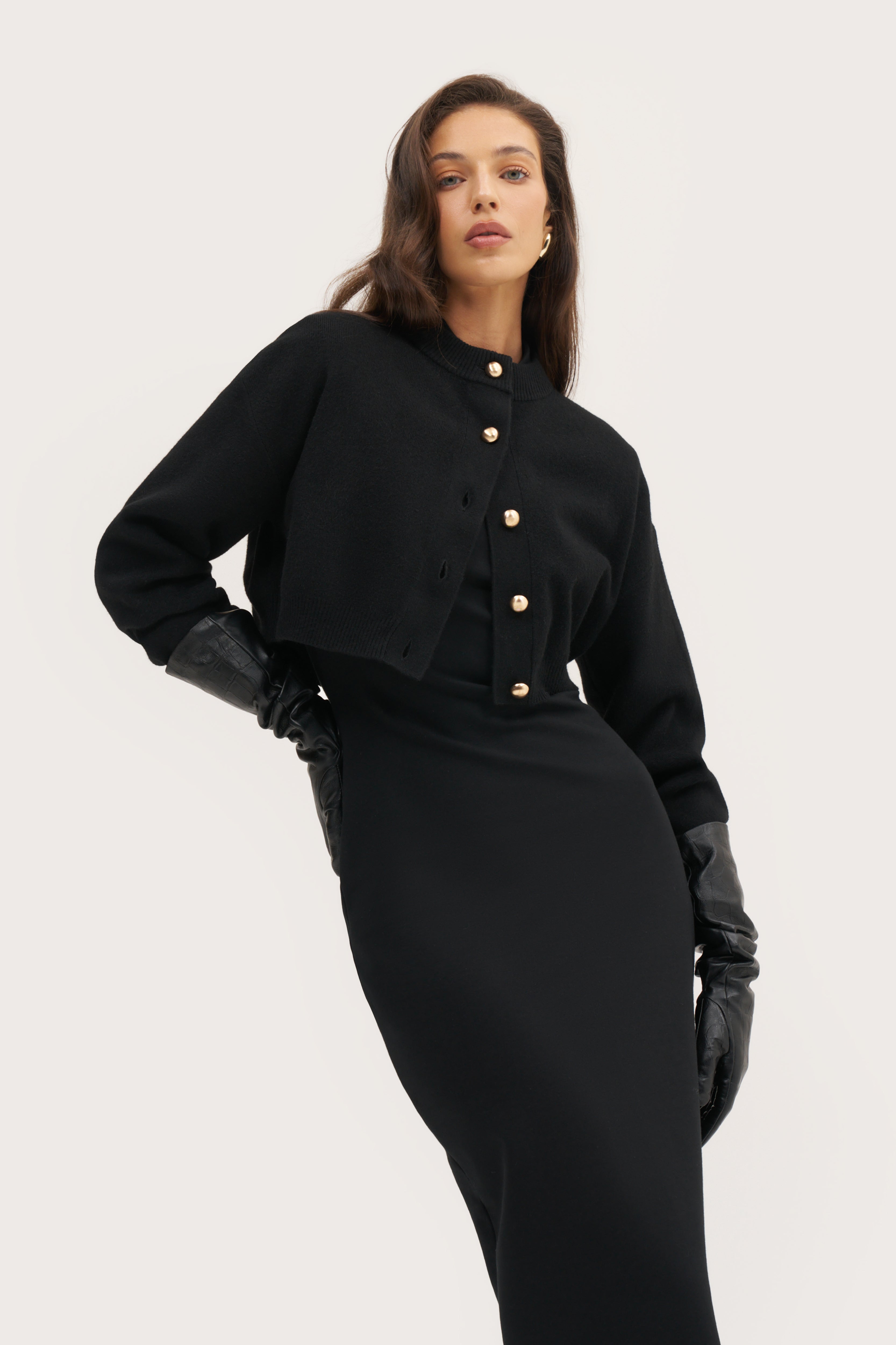 Cosy Cropped Cardigan - Black