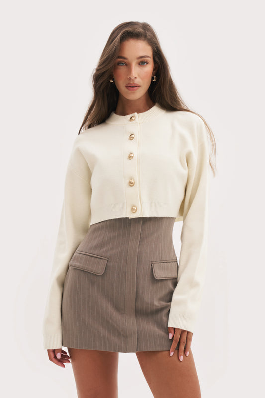 Cosy Cropped Cardigan - Cream