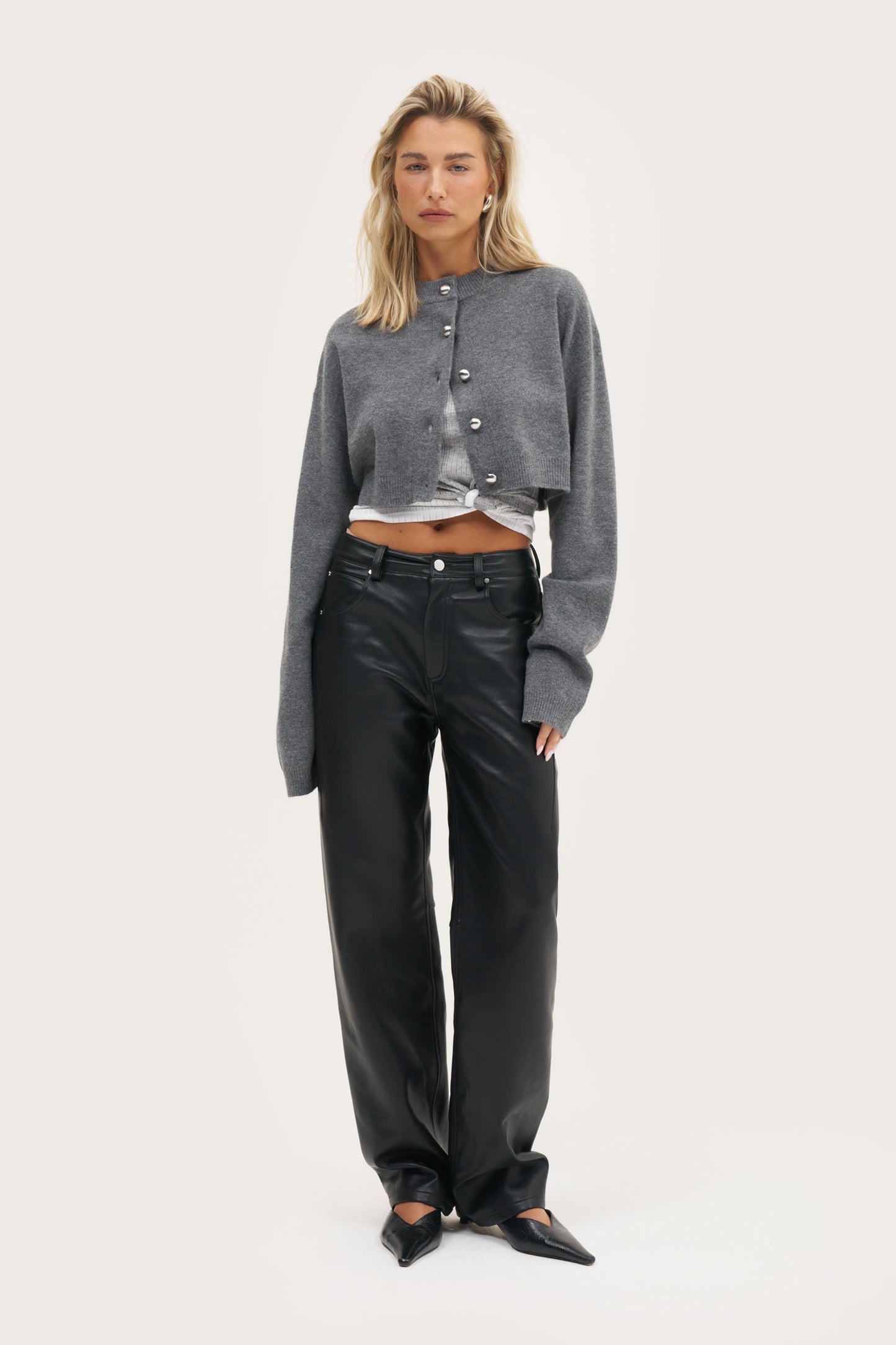 Cosy Cropped Cardigan - Grey