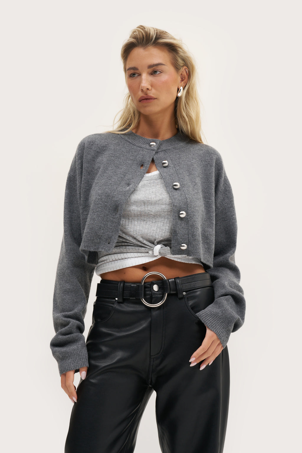 Semi Sheer Y Back Vest - Grey Marl