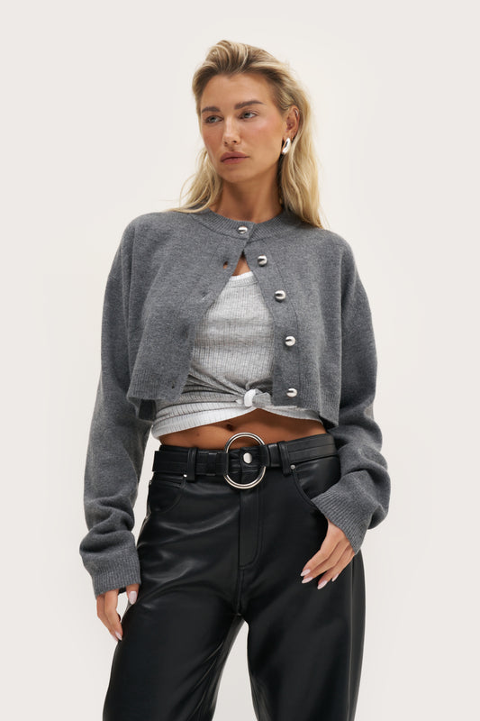 Semi Sheer Y Back Vest - Grey Marl