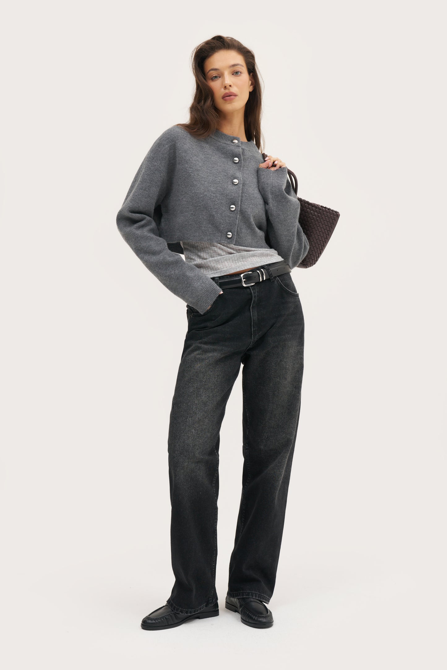 Cosy Cropped Cardigan - Grey