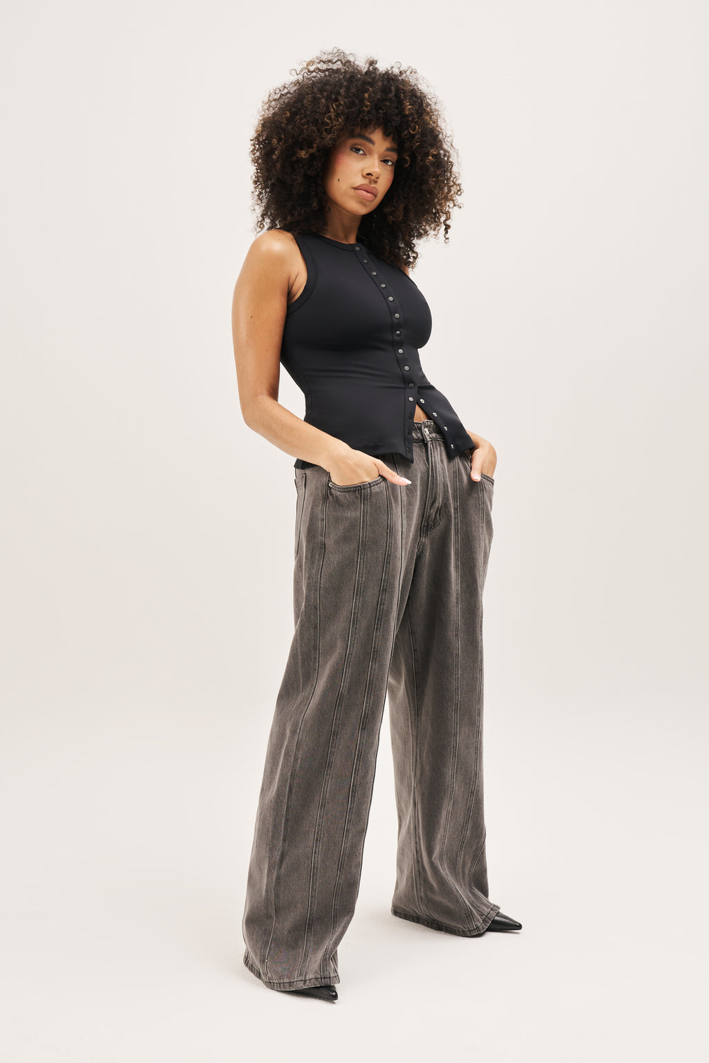 Contour Popper Top - Black