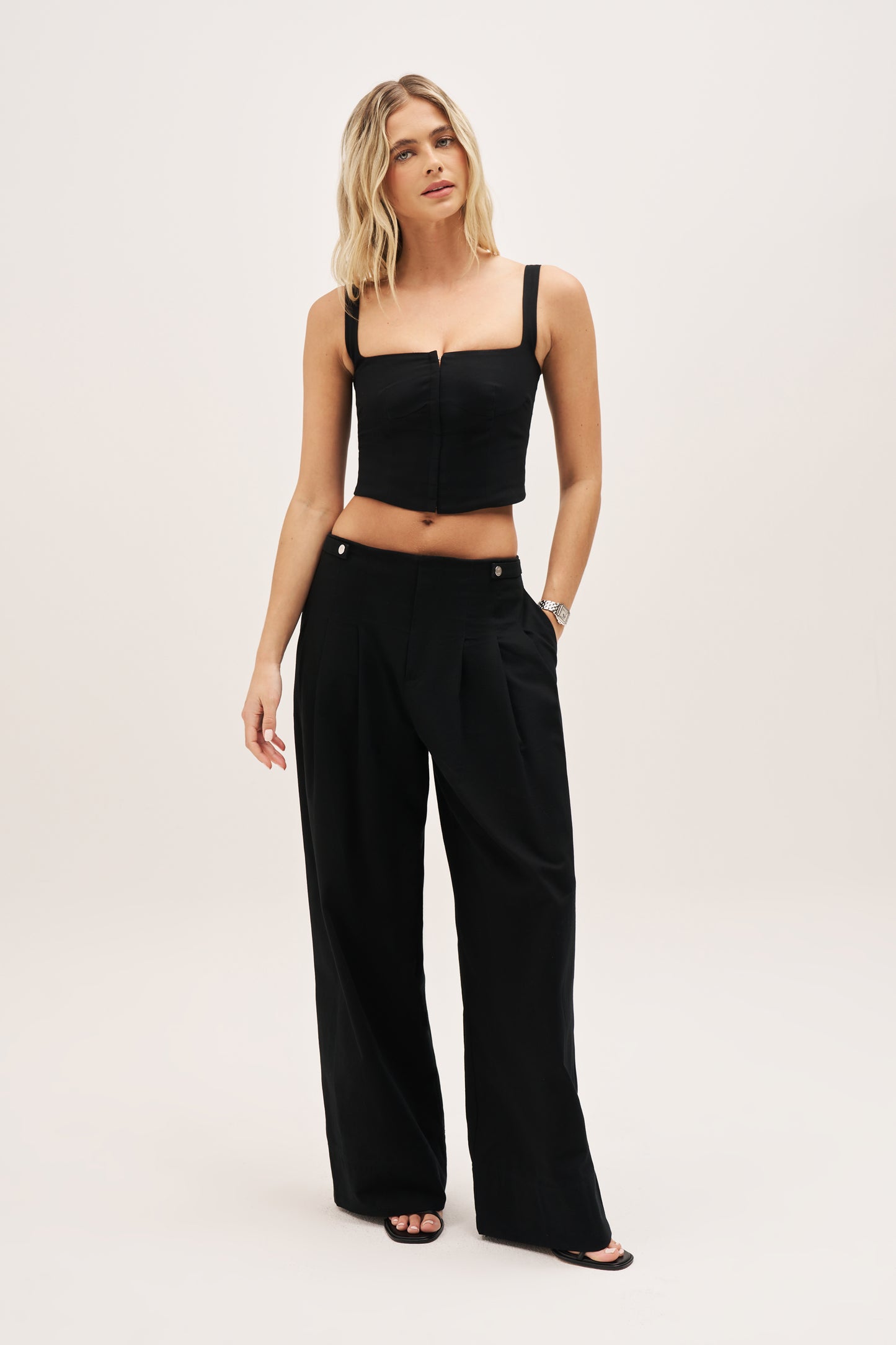 Dress Down Pleated Trousers - Black