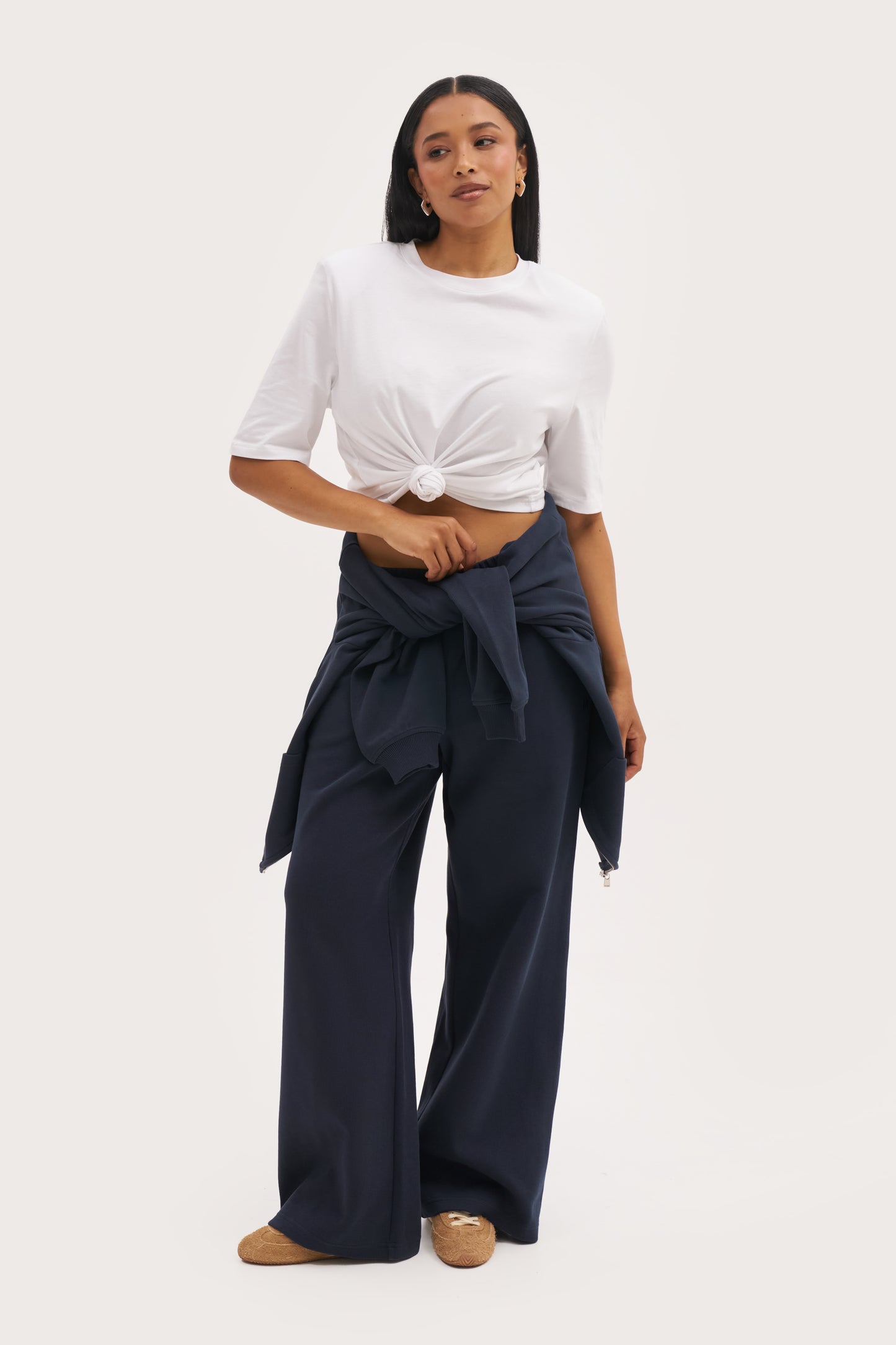 Daily Errands Wide Leg Joggers - Washed Navy
