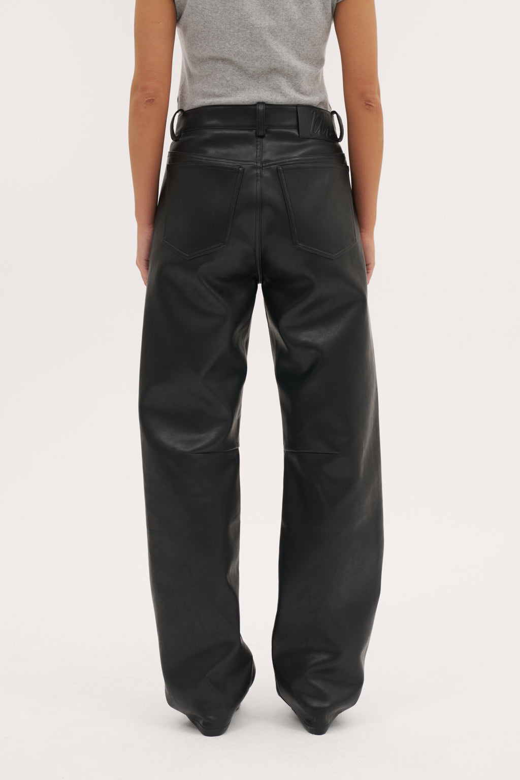 Barrel Leather-Effect Trousers - Black