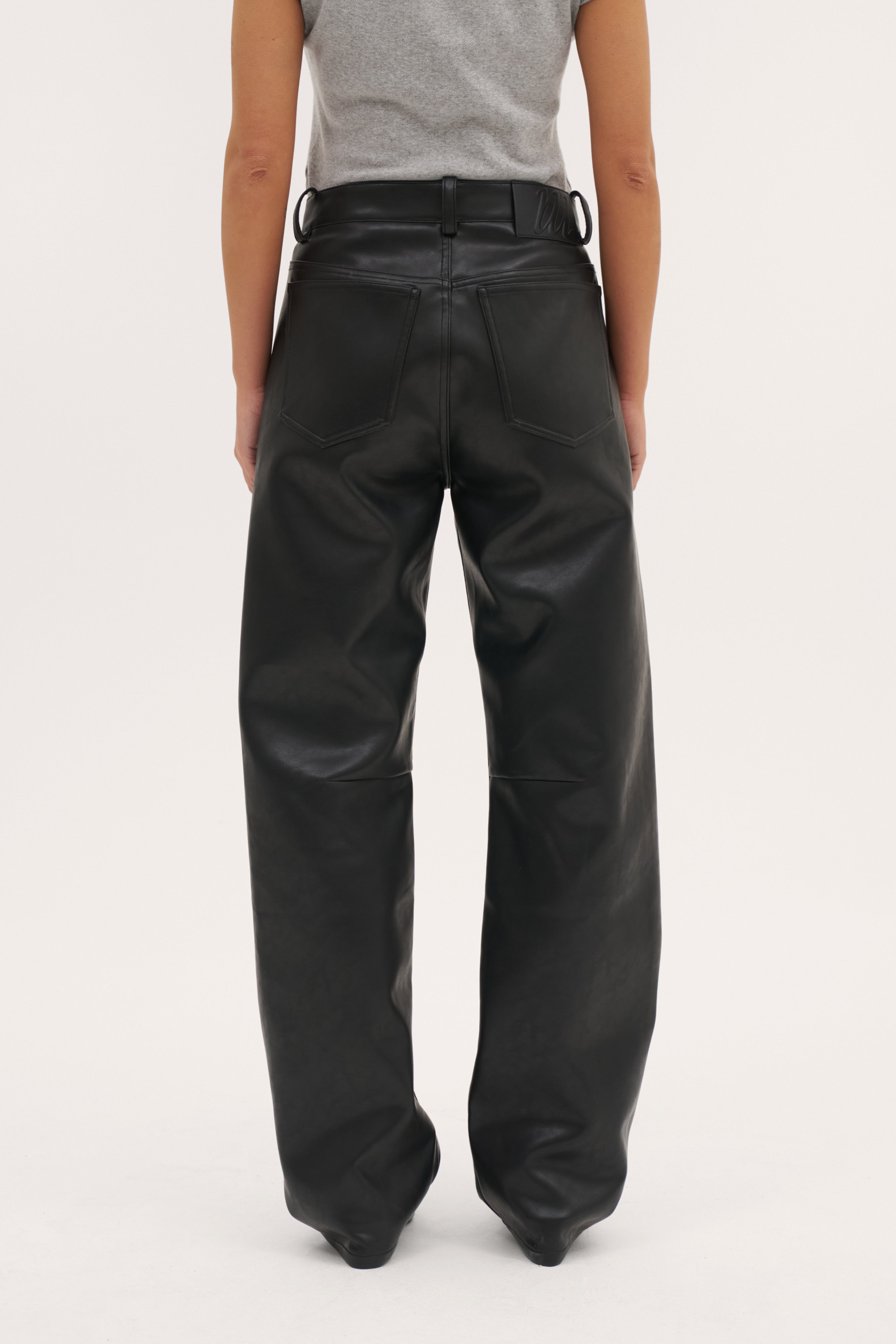 Barrel Leather-Effect Trousers - Black