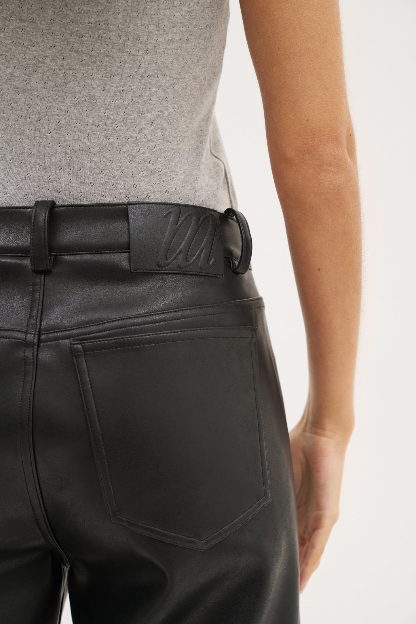 Barrel Leather-Effect Trousers - Black