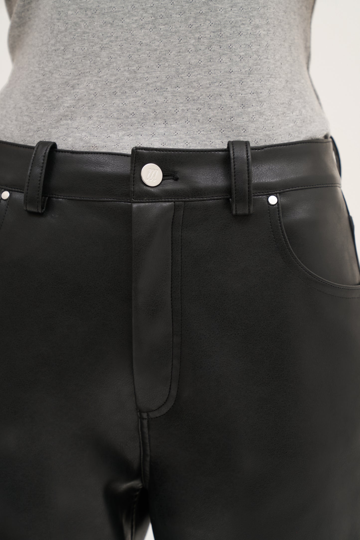 Barrel Leather-Effect Trousers - Black