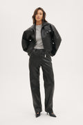 Barrel Leather-Effect Trousers - Black