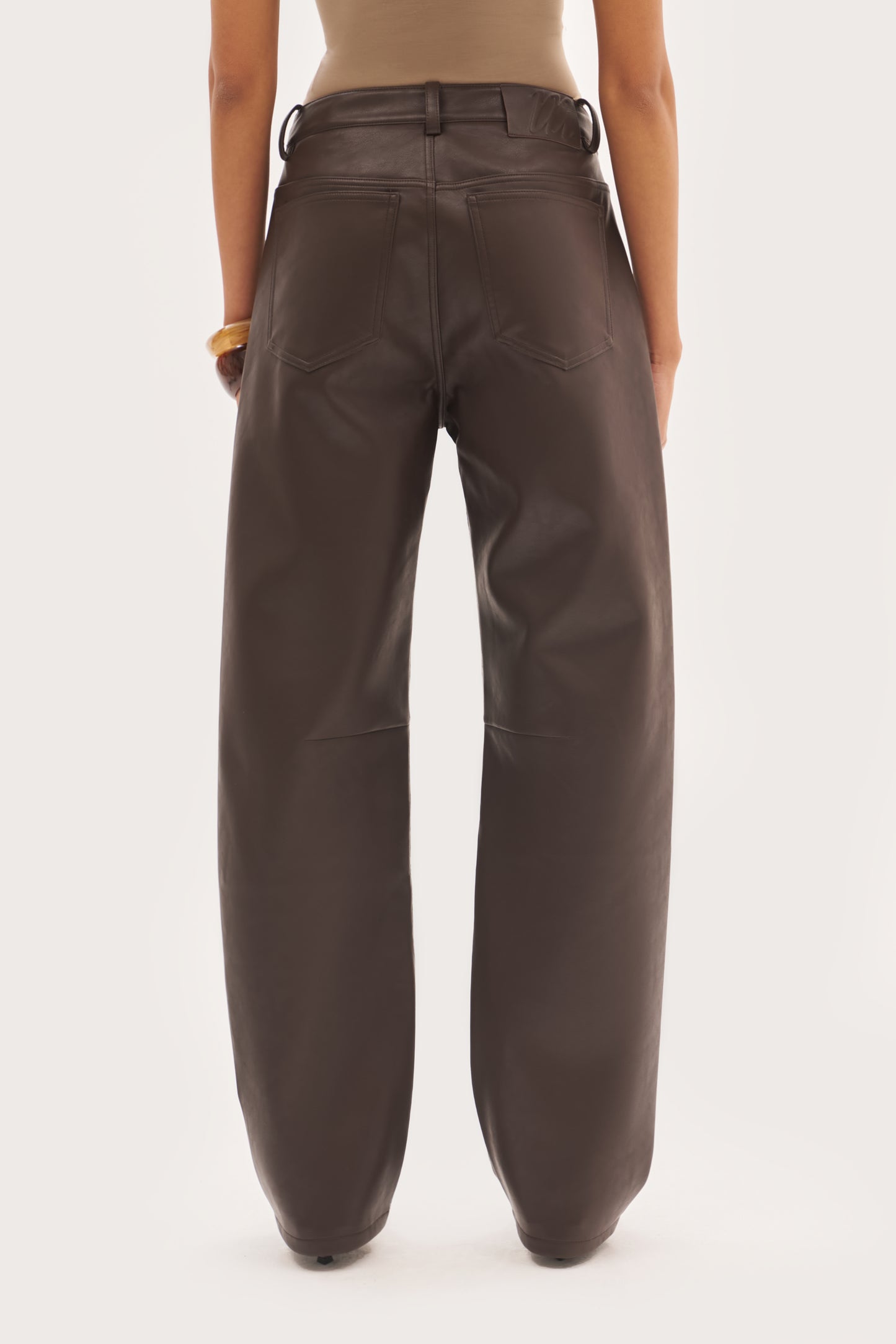 Barrel Leather-Effect Trousers - Brown