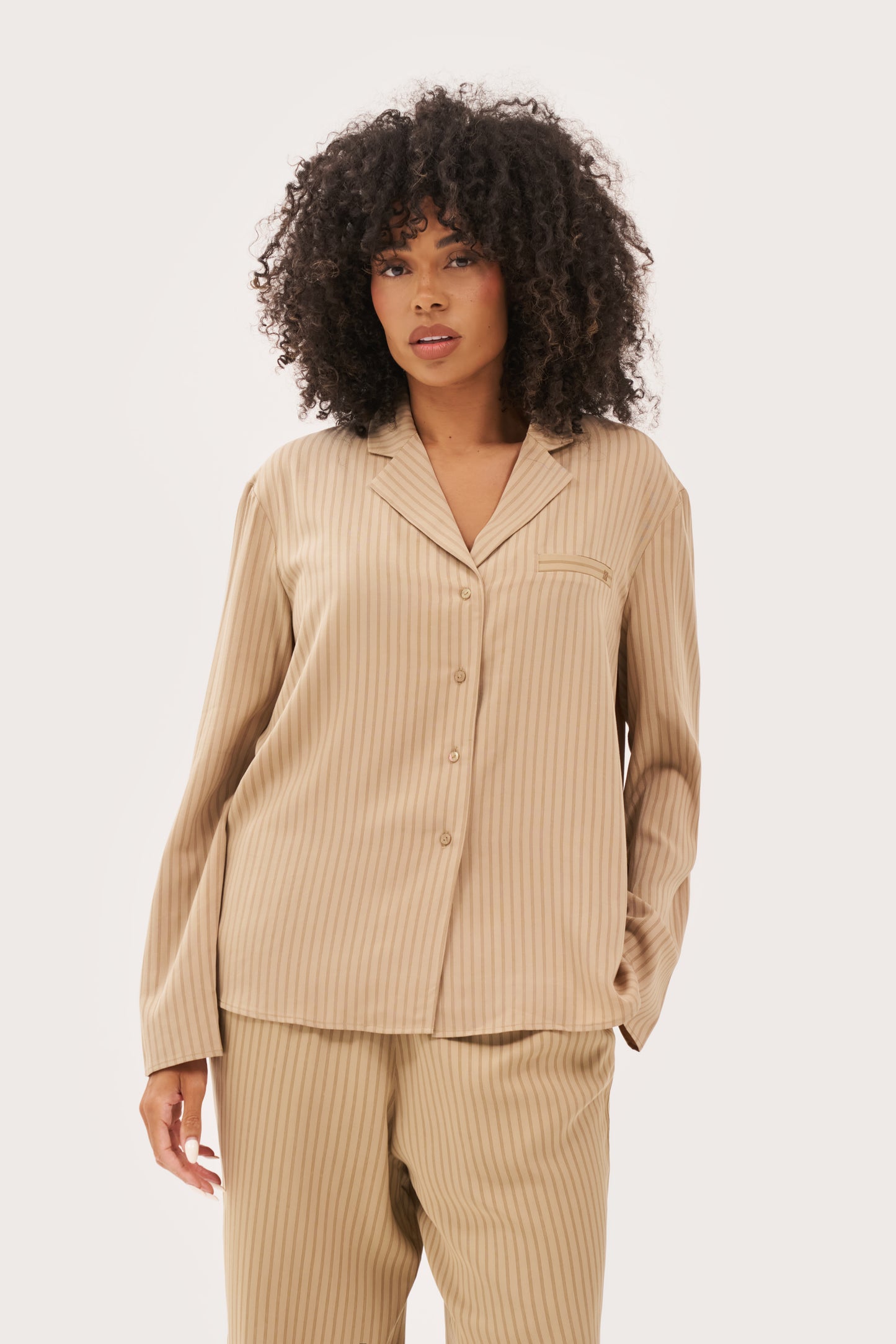 Treble Stripe Overshirt - Sand
