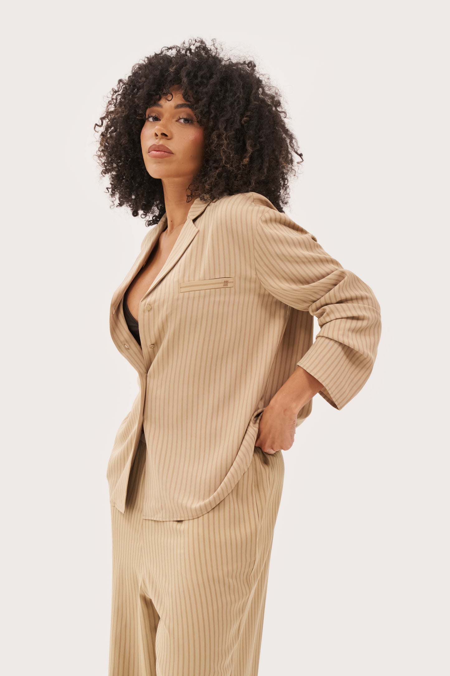 Treble Stripe Overshirt - Sand