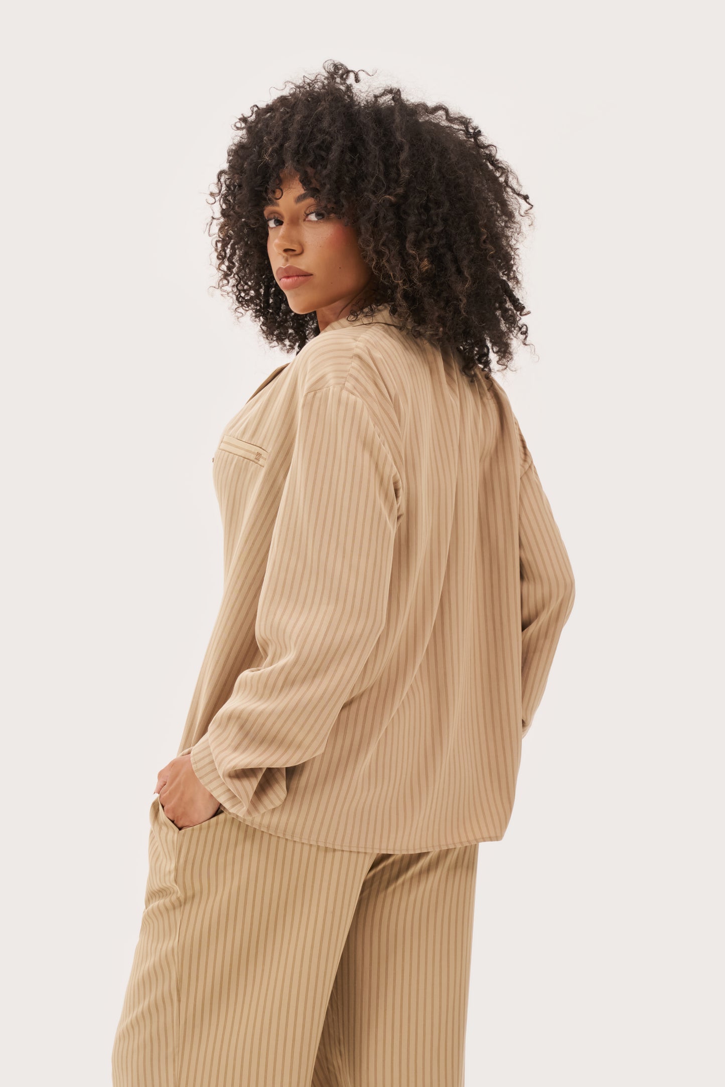 Treble Stripe Overshirt - Sand