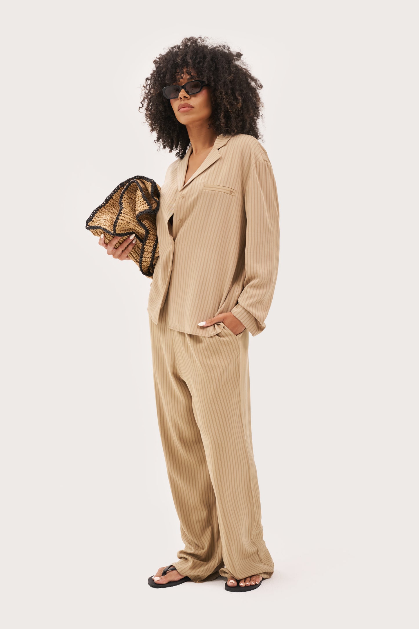 Treble Stripe Overshirt - Sand