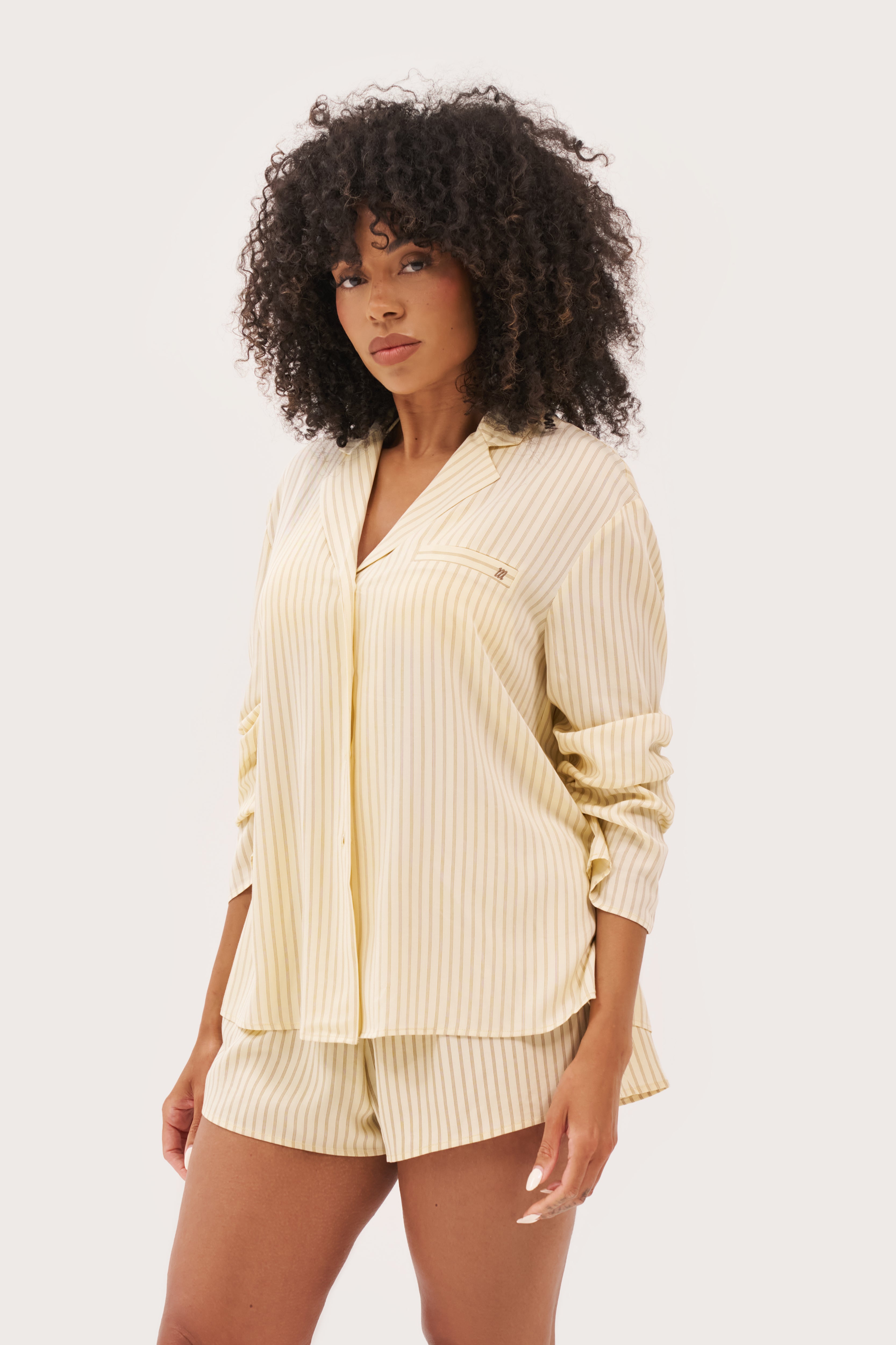 Treble Stripe Overshirt - Butter Yellow