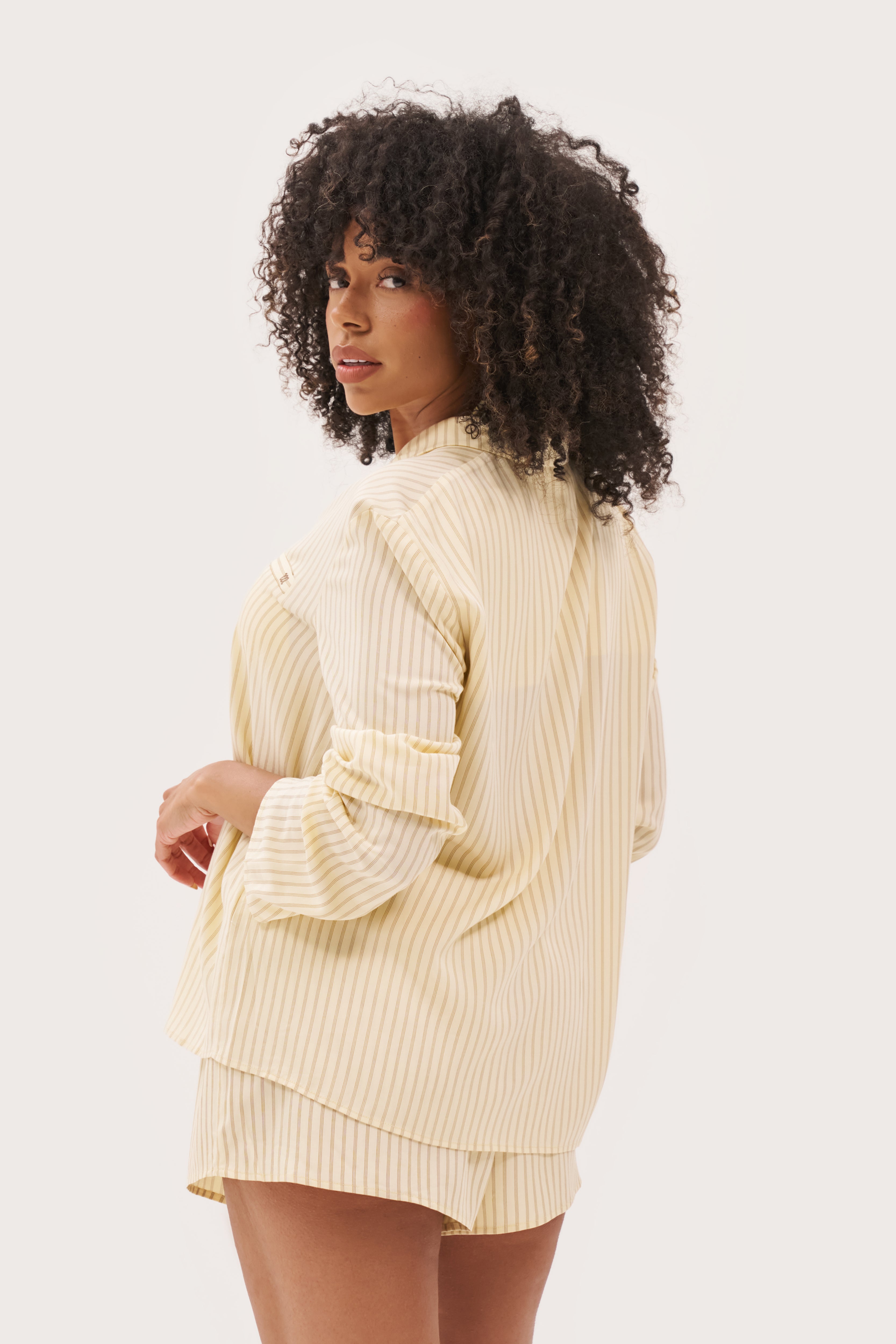 Treble Stripe Overshirt - Butter Yellow