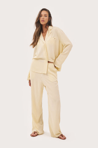 Treble Stripe Overshirt - Butter Yellow
