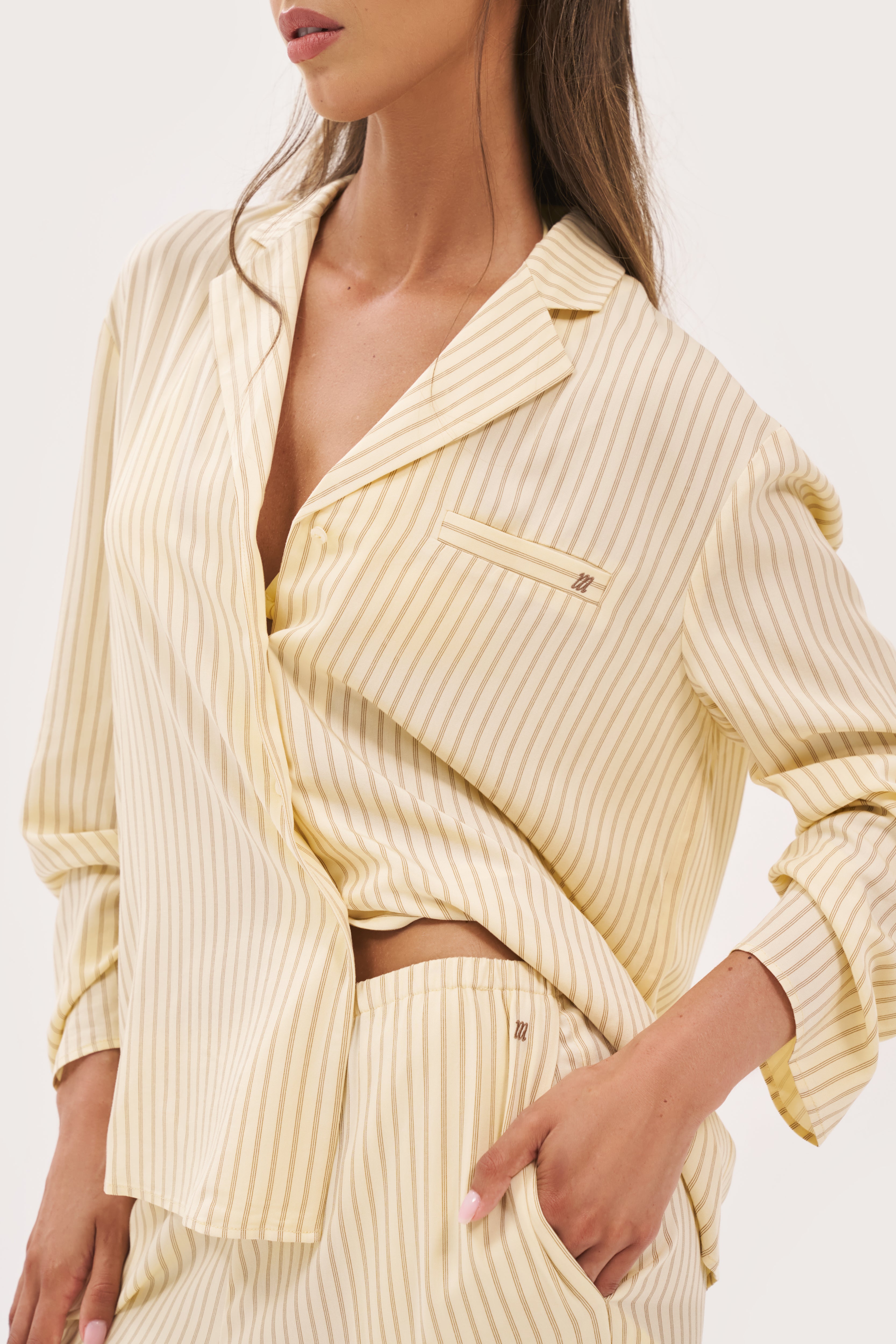 Treble Stripe Overshirt - Butter Yellow