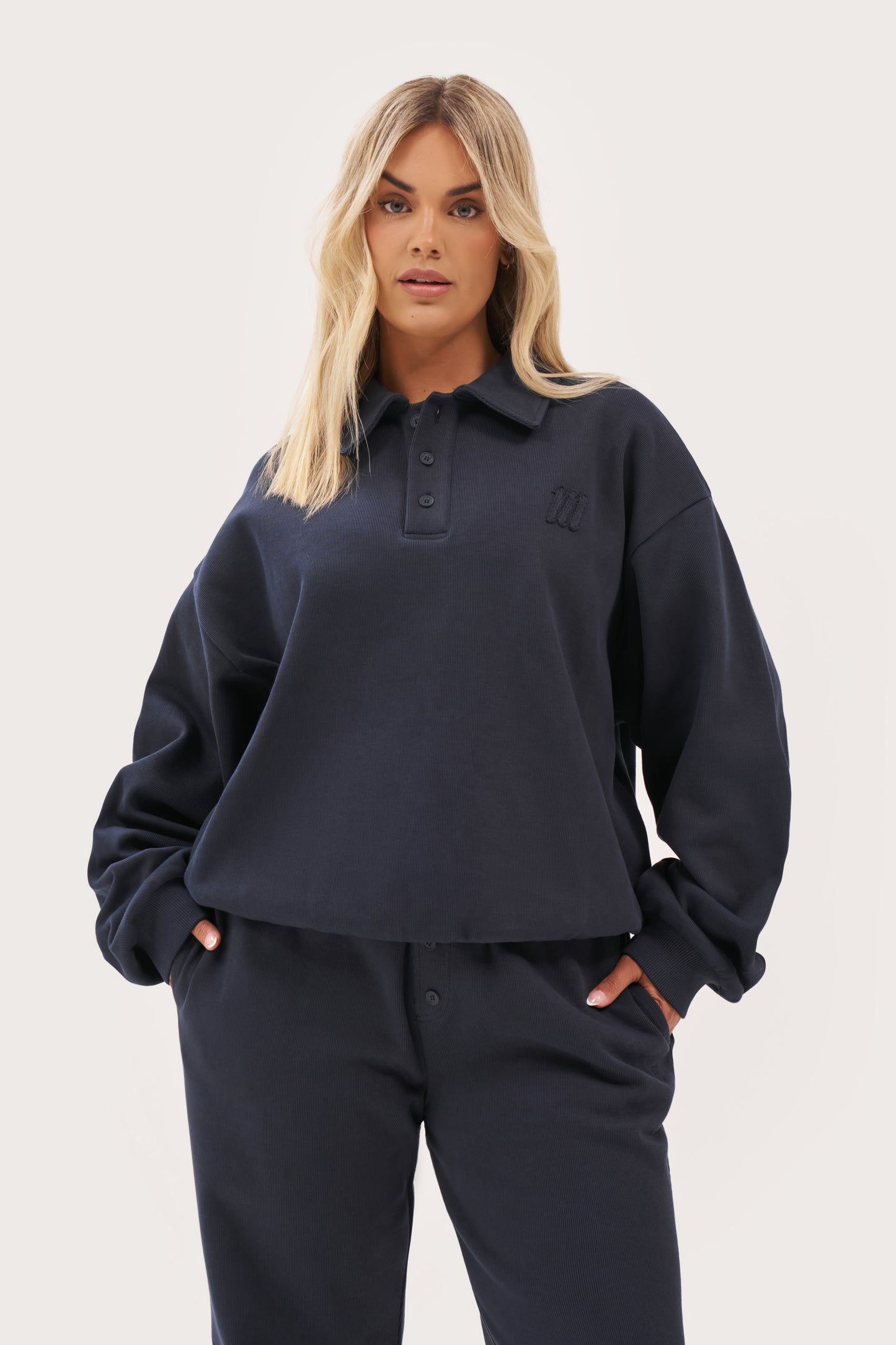 Daily Errands Collared Sweatshirt - Washed Navy