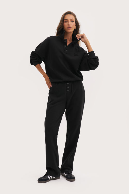 Daily Errands Collared Sweatshirt - Vintage Black