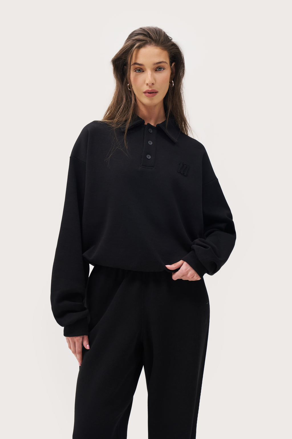Daily Errands Collared Sweatshirt - Vintage Black