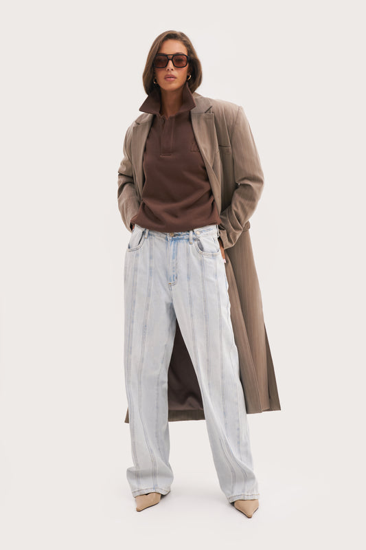 Seam Detail Boyfriend Jeans - Blue