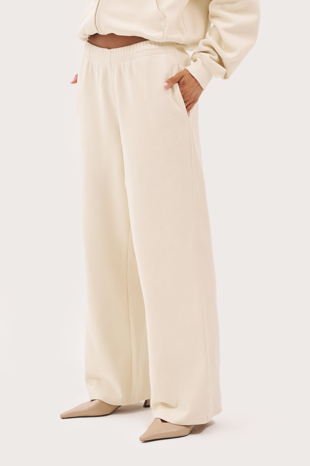 Daily Errands Wide Leg Joggers - Vintage White