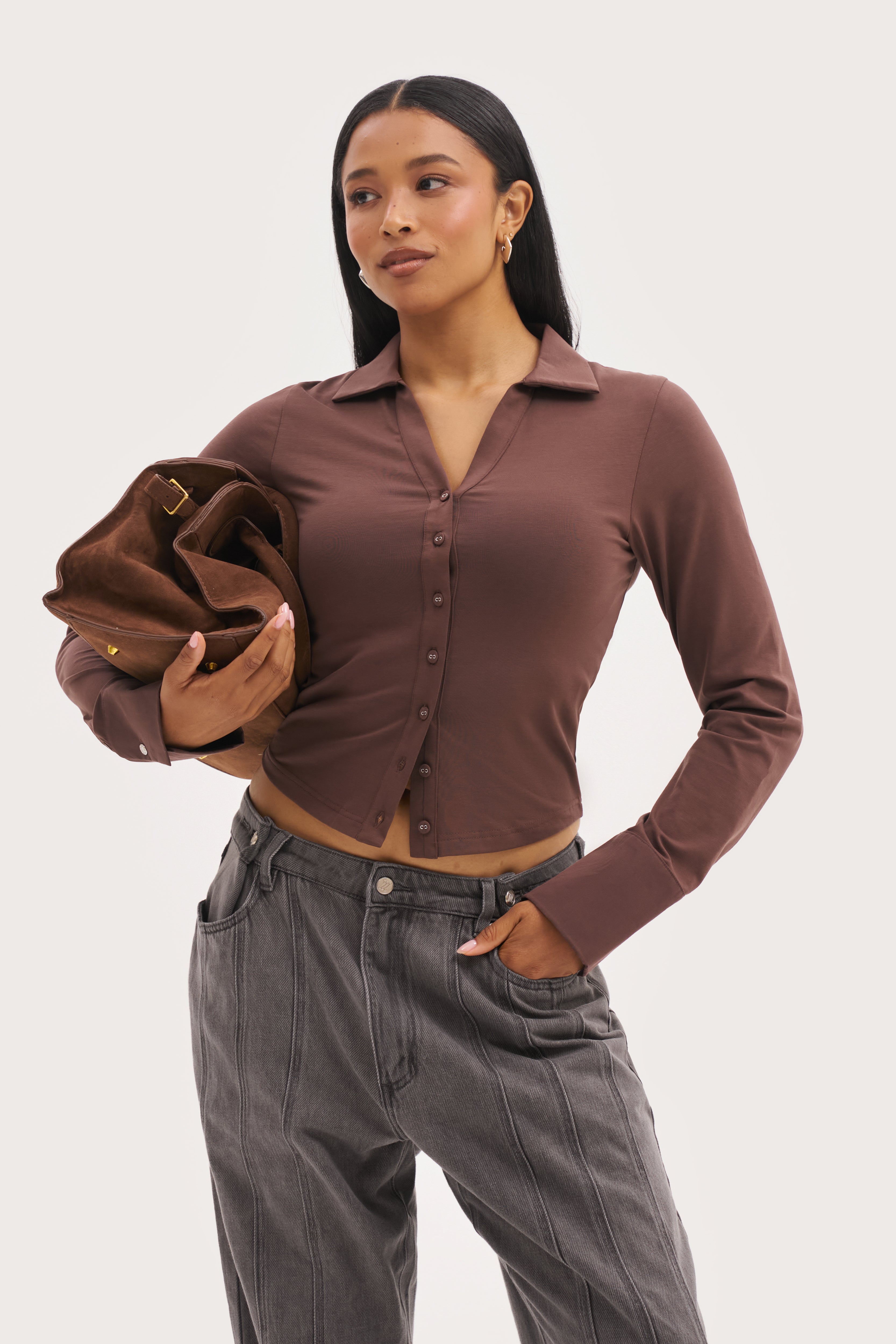 Daily Errands Fitted Shirt - Mocha