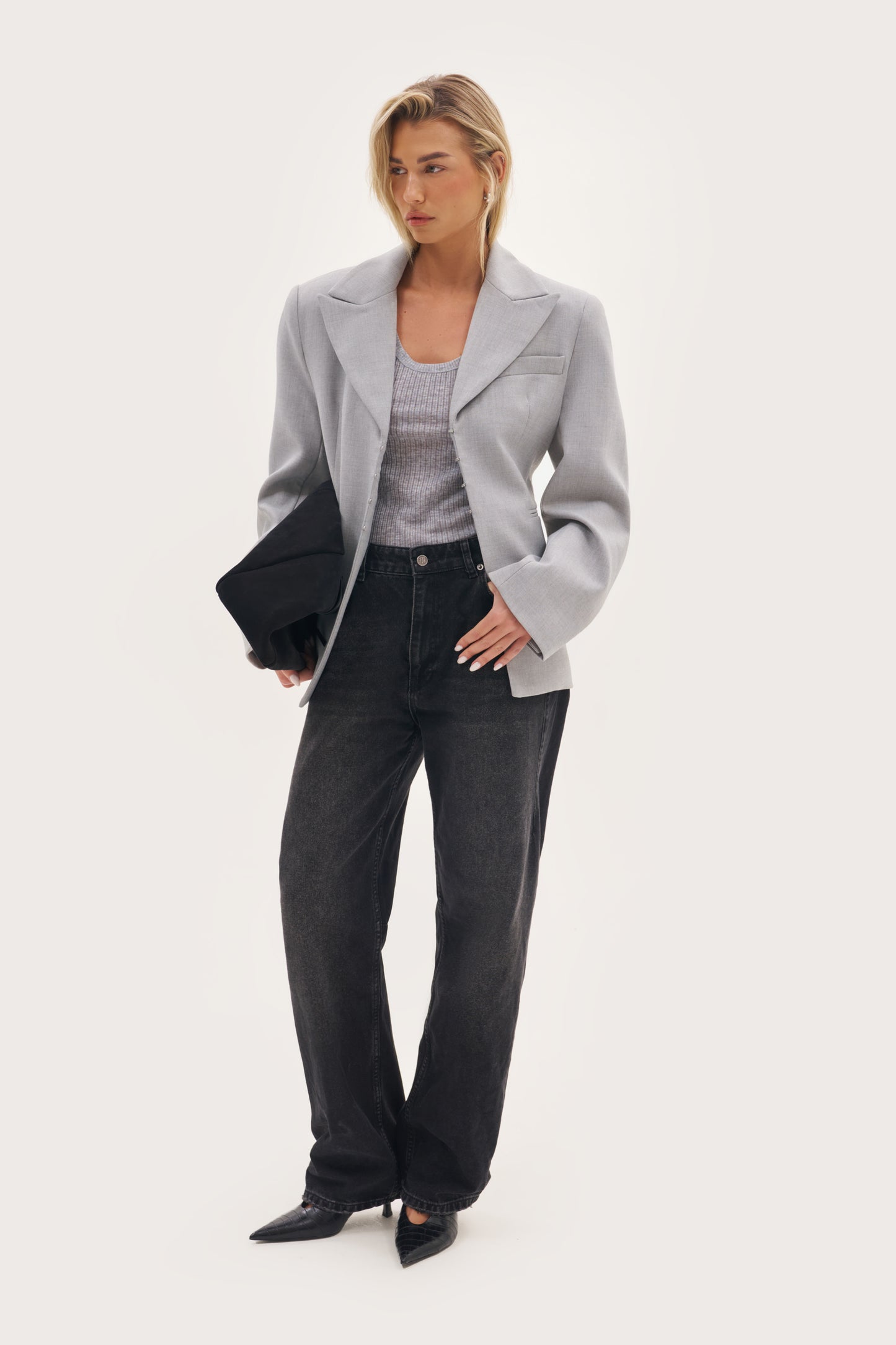 Hourglass Blazer - Light Grey