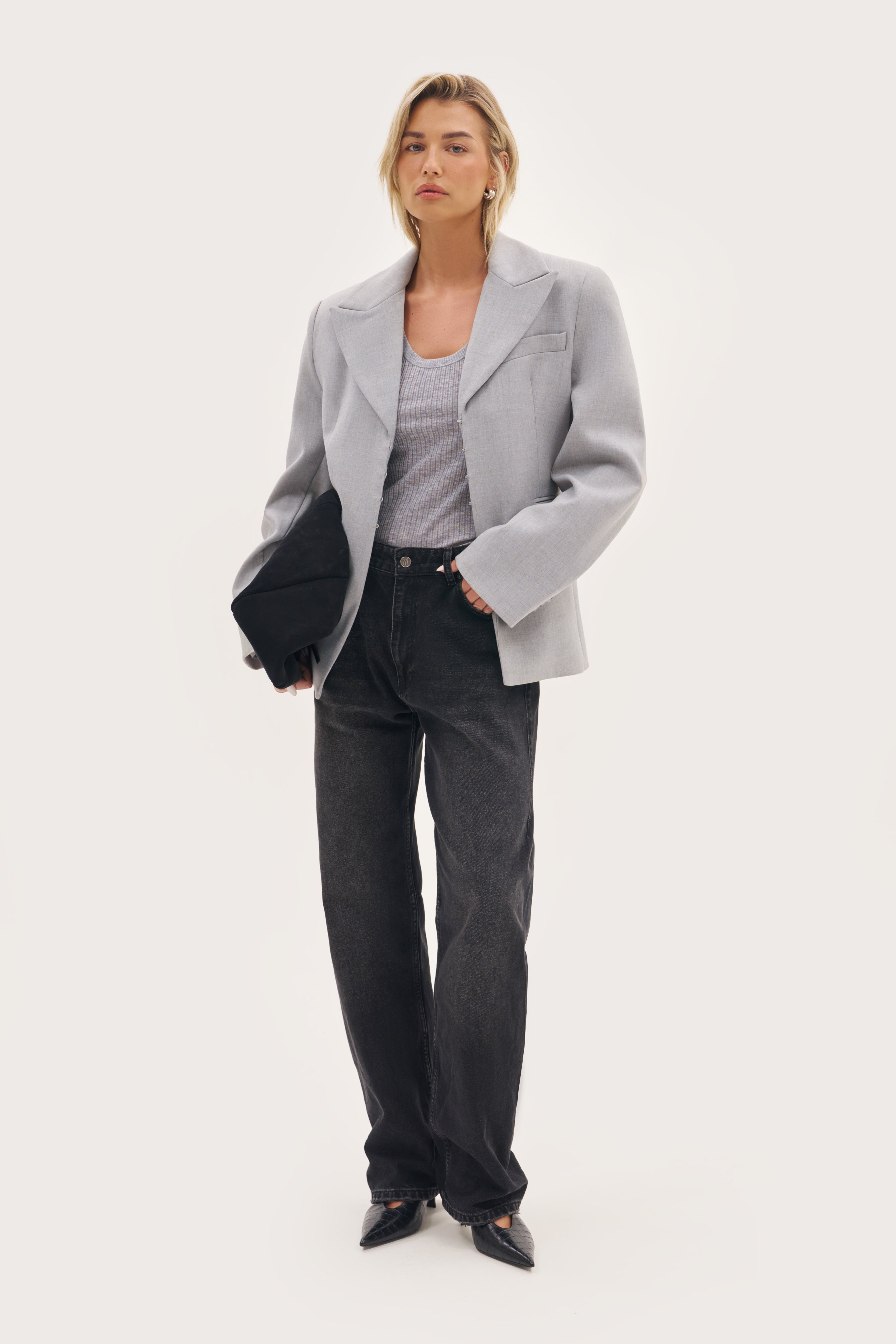 Hourglass Blazer - Light Grey