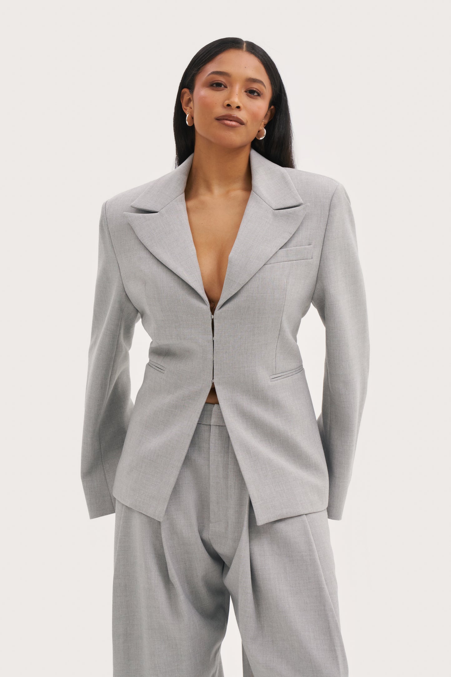 Hourglass Blazer - Light Grey