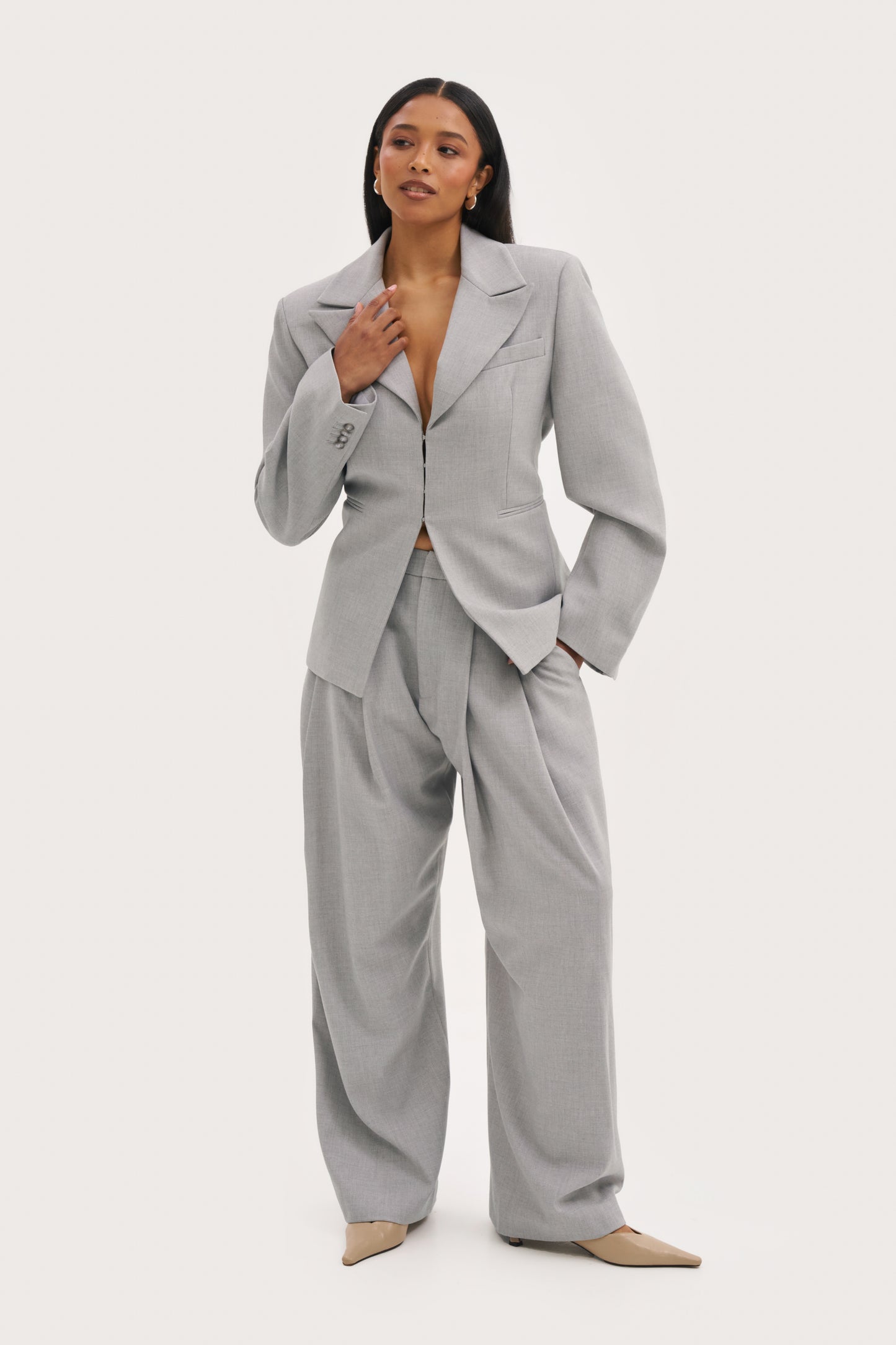 Hourglass Blazer - Light Grey