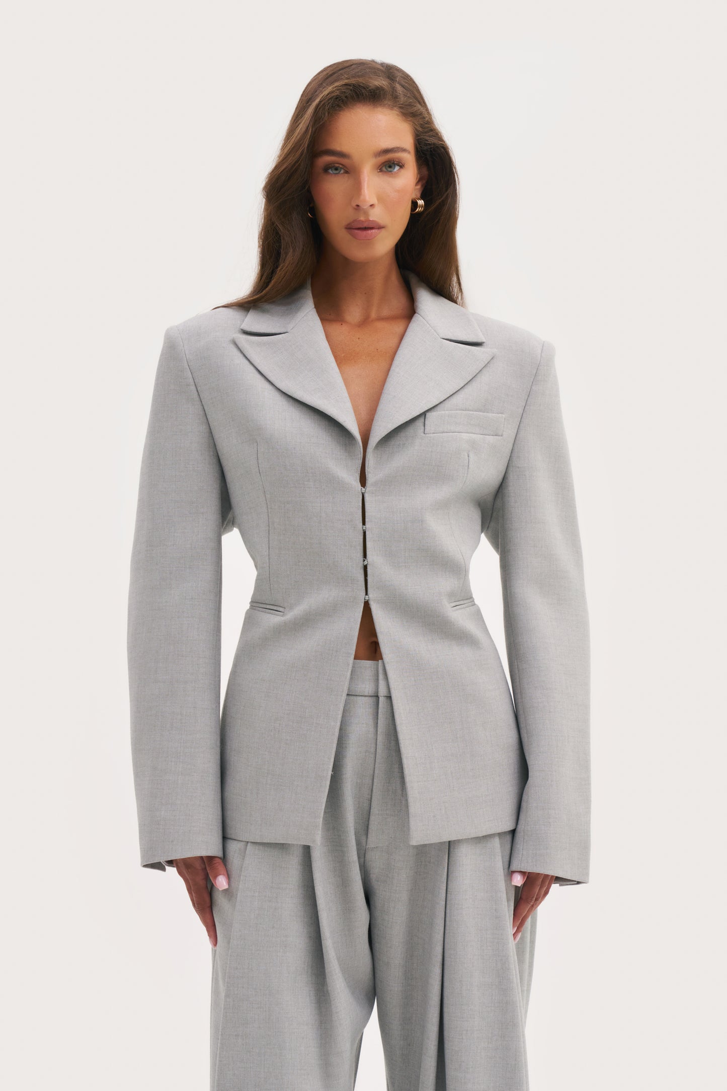 Hourglass Blazer - Light Grey