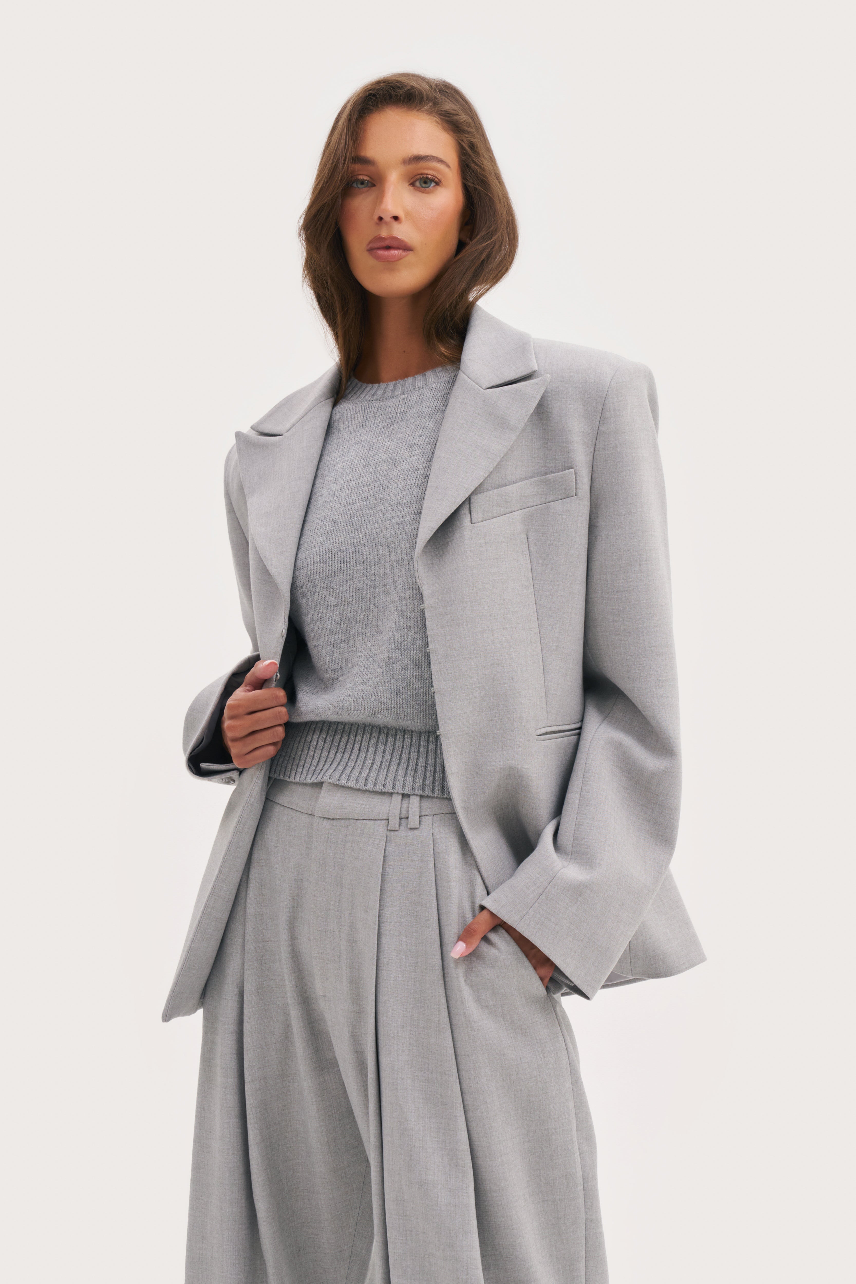 Hourglass Blazer - Light Grey
