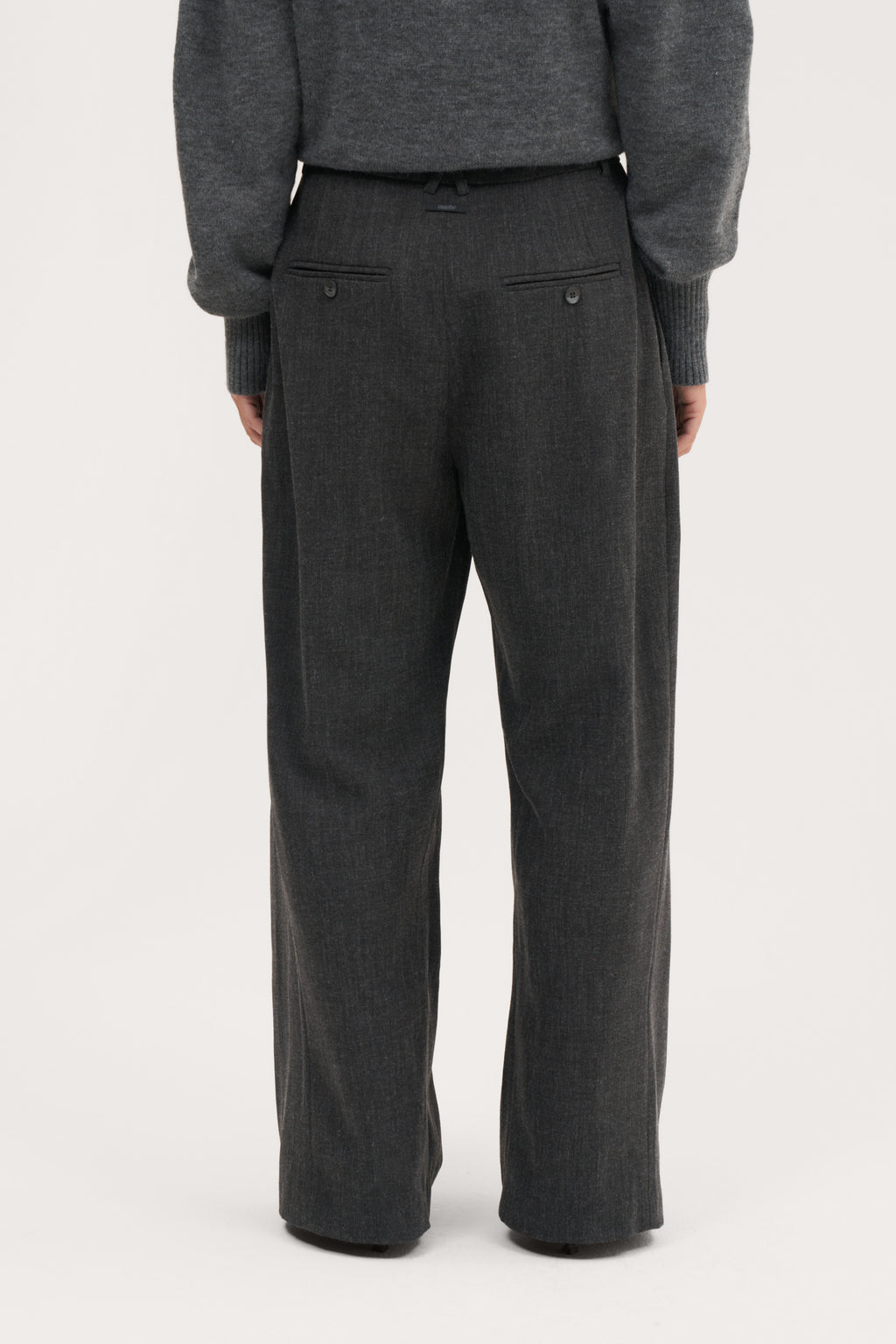 Pleated Wide Leg Trousers - Dark Grey