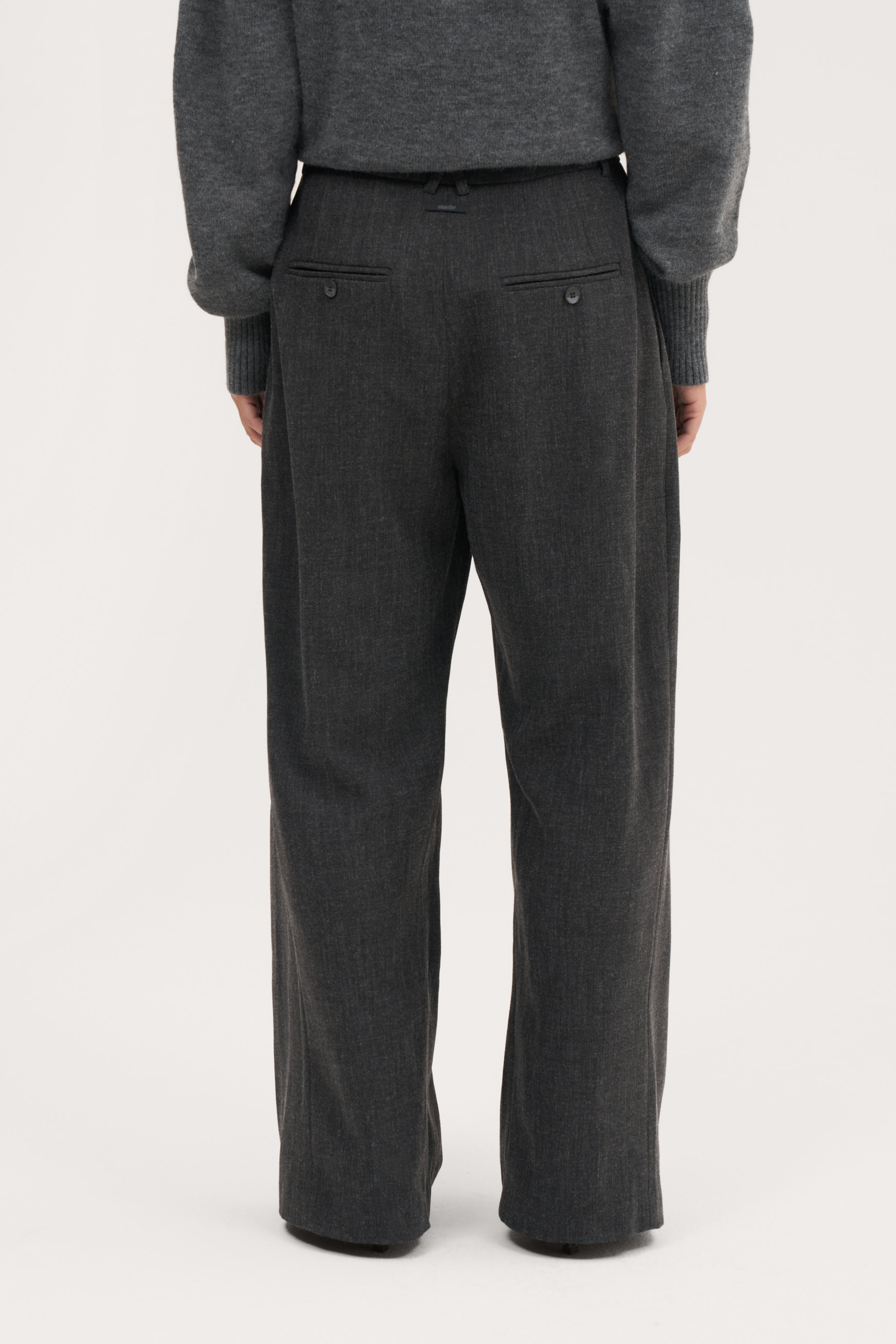 Pleated Wide Leg Trousers - Dark Grey