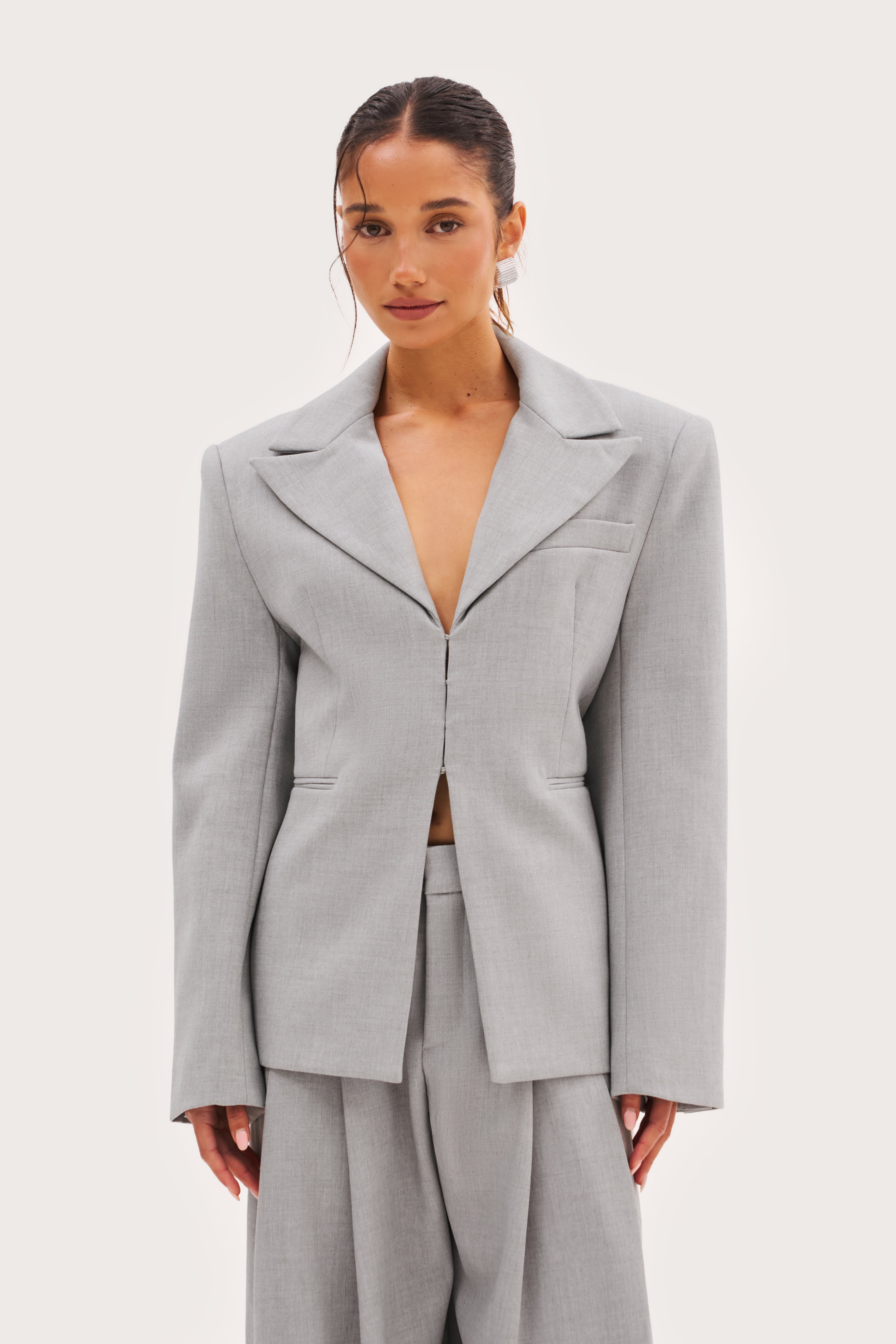 Hourglass Blazer - Light Grey